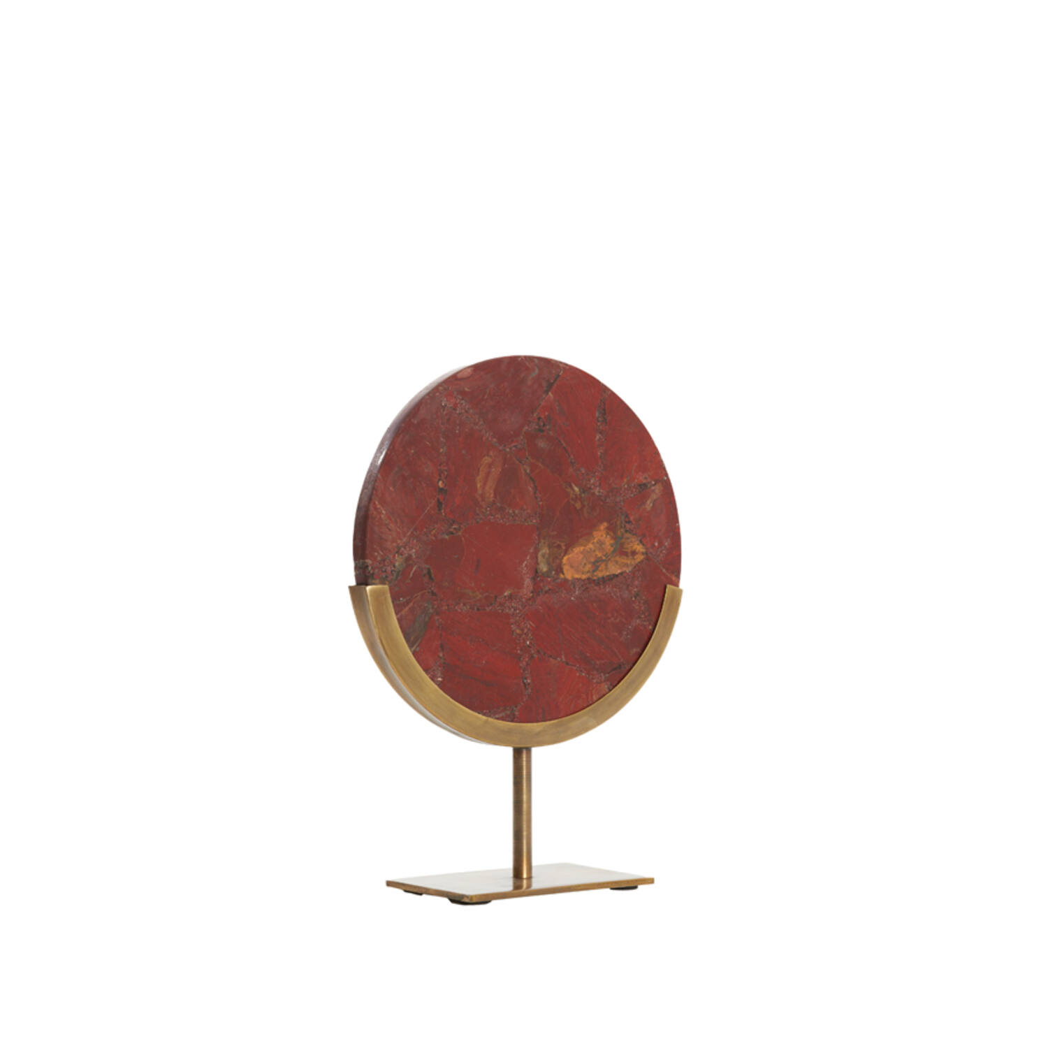 Ornament op voet 25x10x35 cm GOUYA rood agaat+antiek brons
