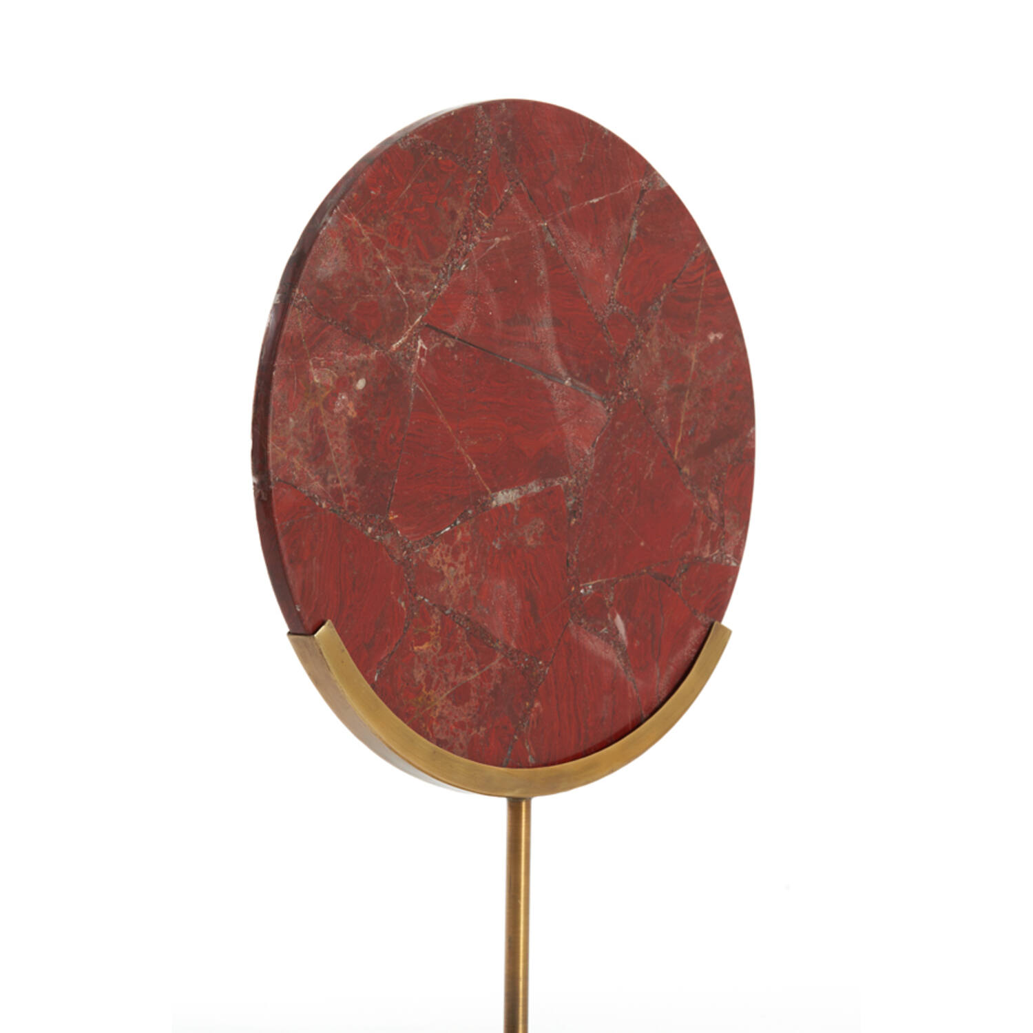 Ornament op voet 25x10x35 cm GOUYA rood agaat+antiek brons