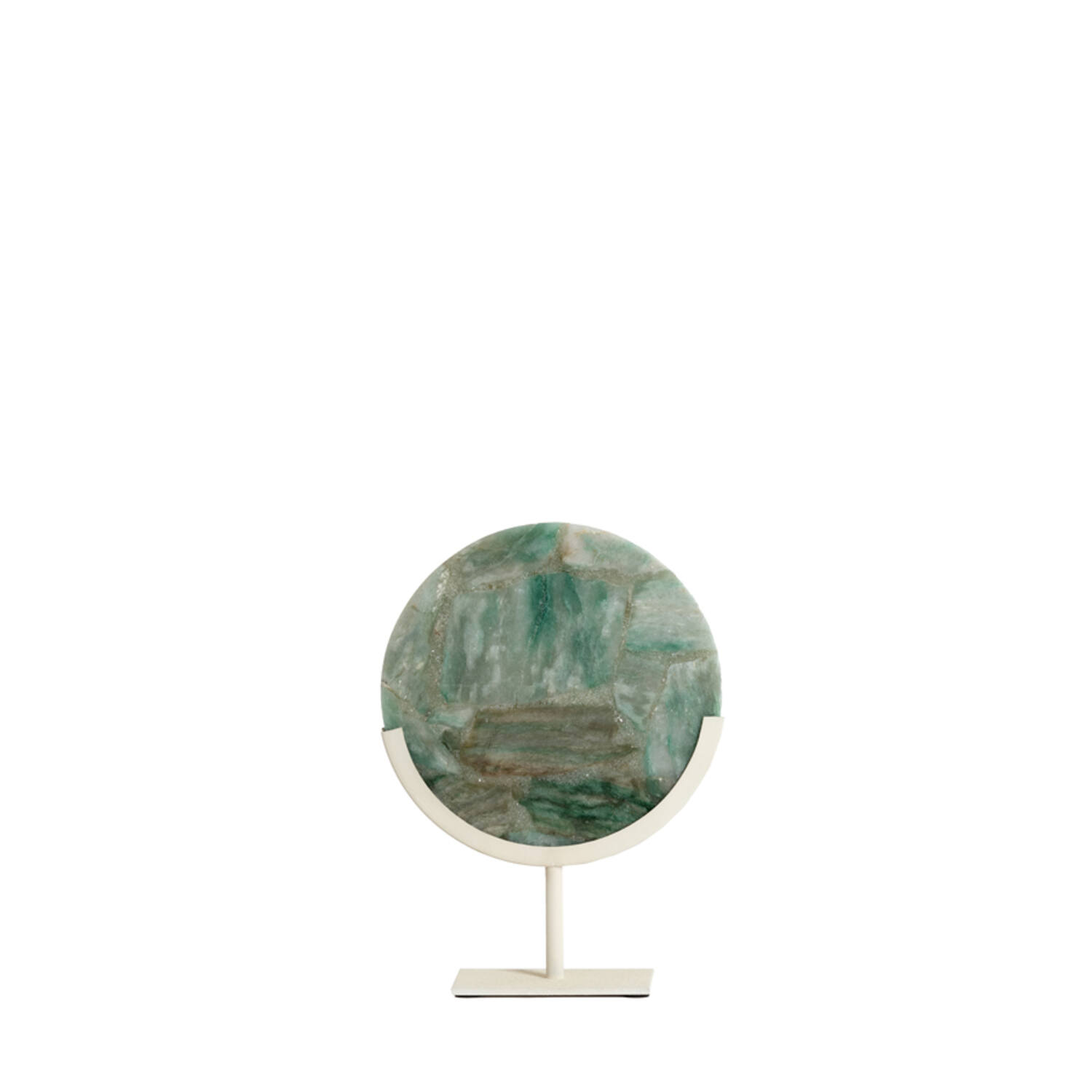 Ornament on base 25x10x35 cm GOUYA green agate+cream