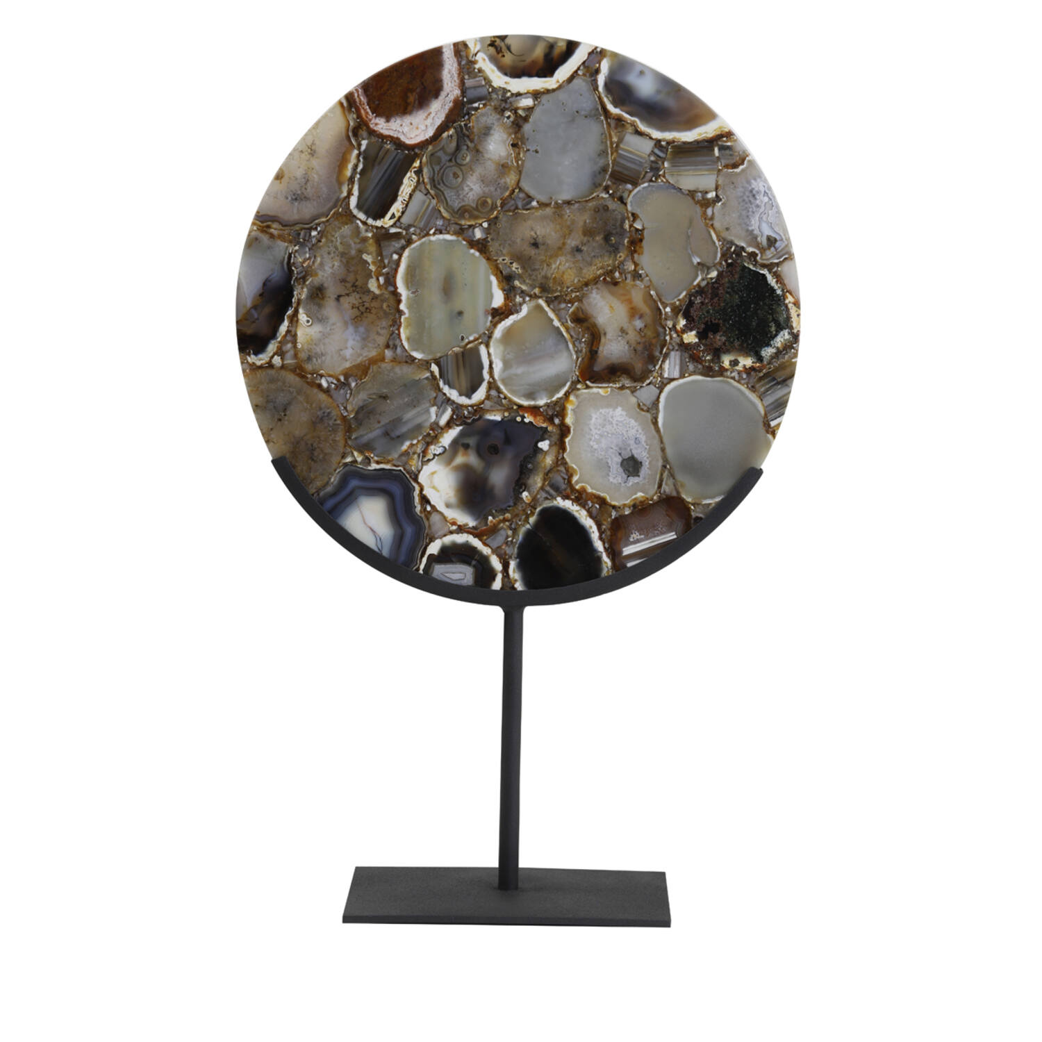 Ornament op voet 35x12x50 cm GOUYA agaat bruin+mat zwart