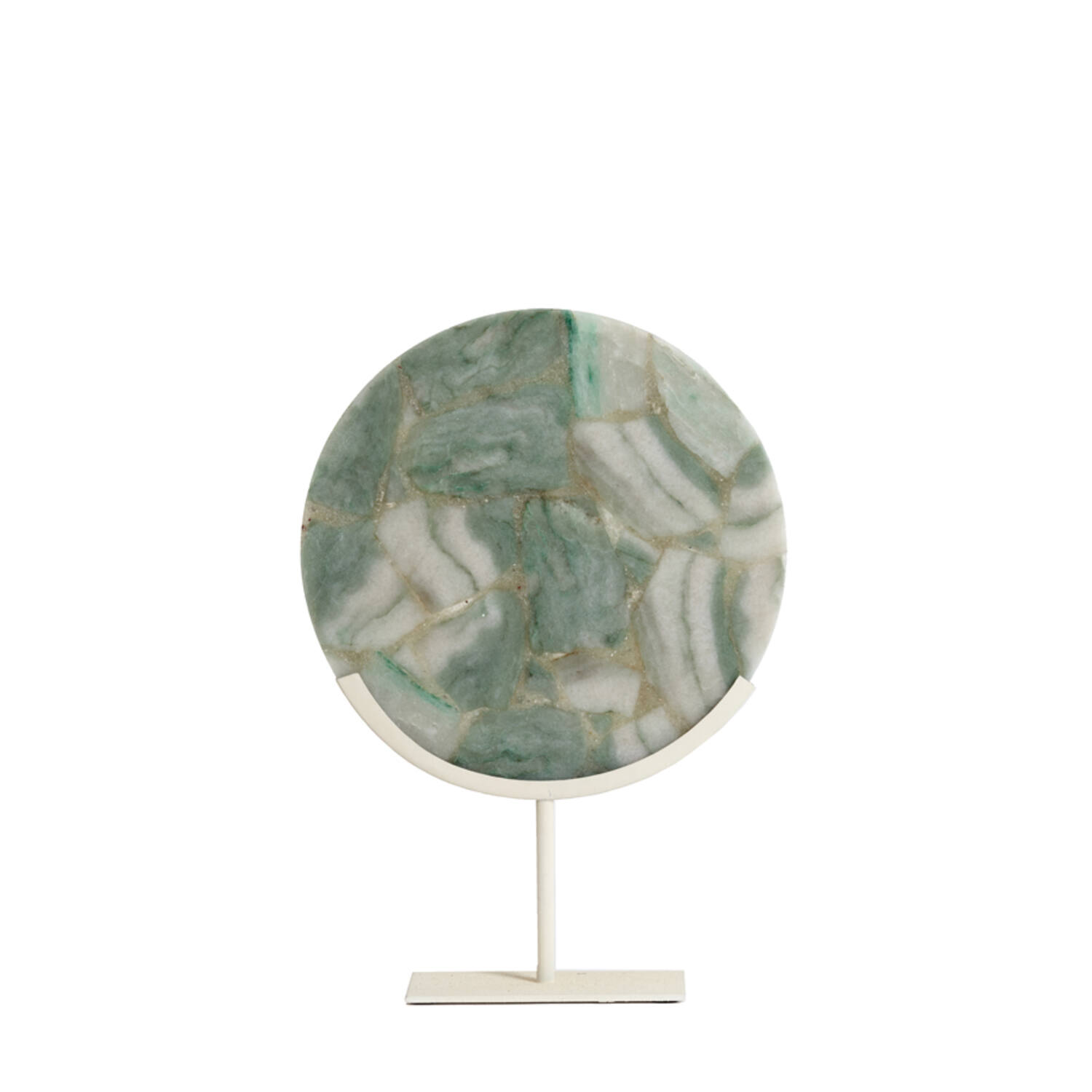 Ornament on base 35x12x50 cm GOUYA green agate+cream