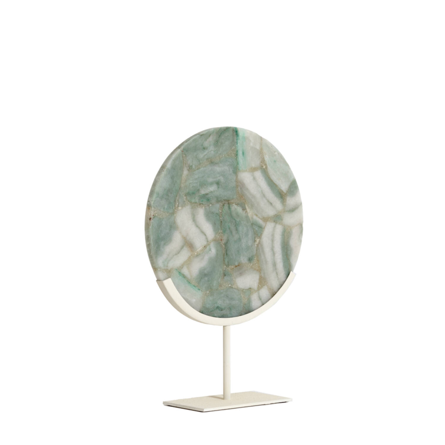 Ornament on base 35x12x50 cm GOUYA green agate+cream