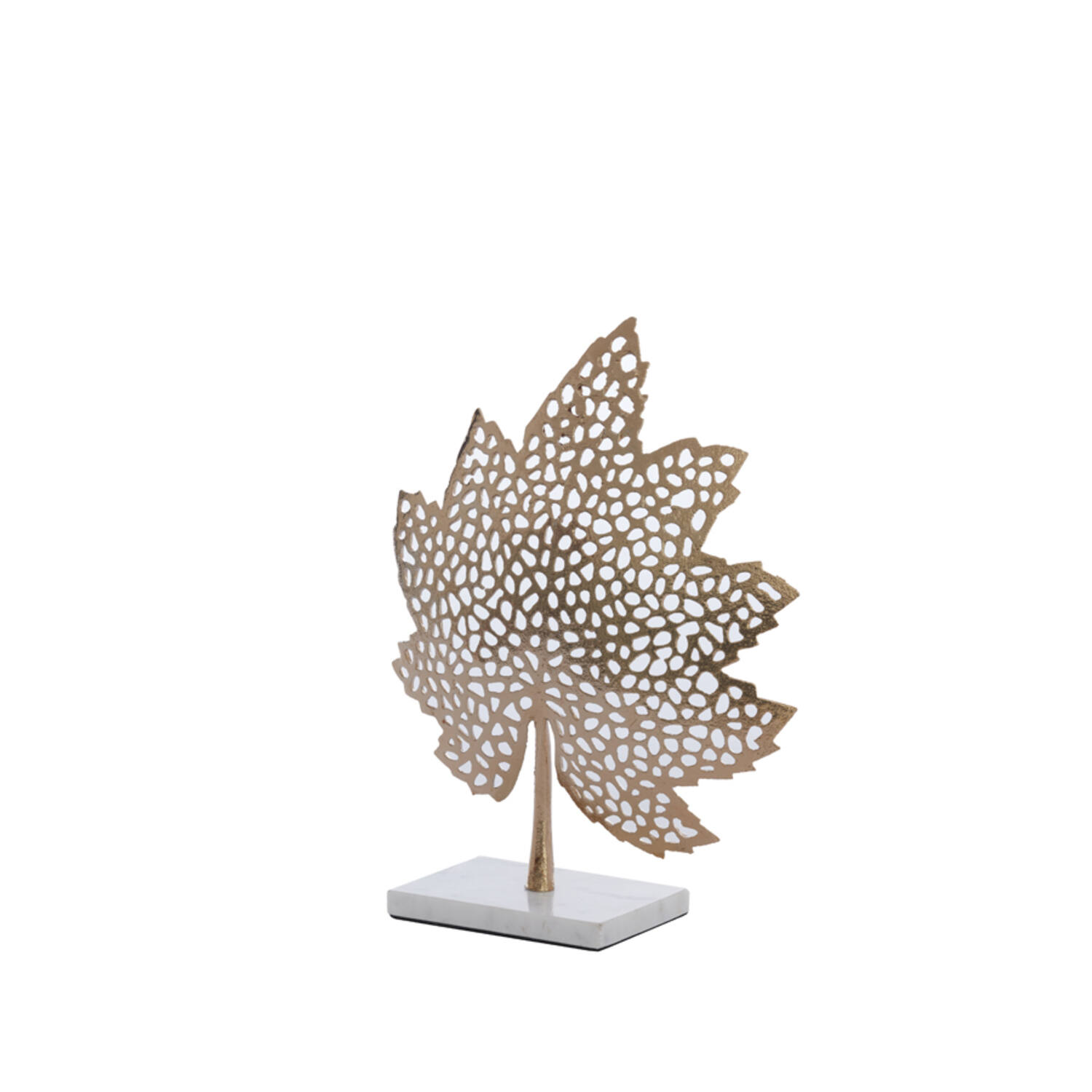 Ornament on base 28x8x35 cm LEAF gold+marble white