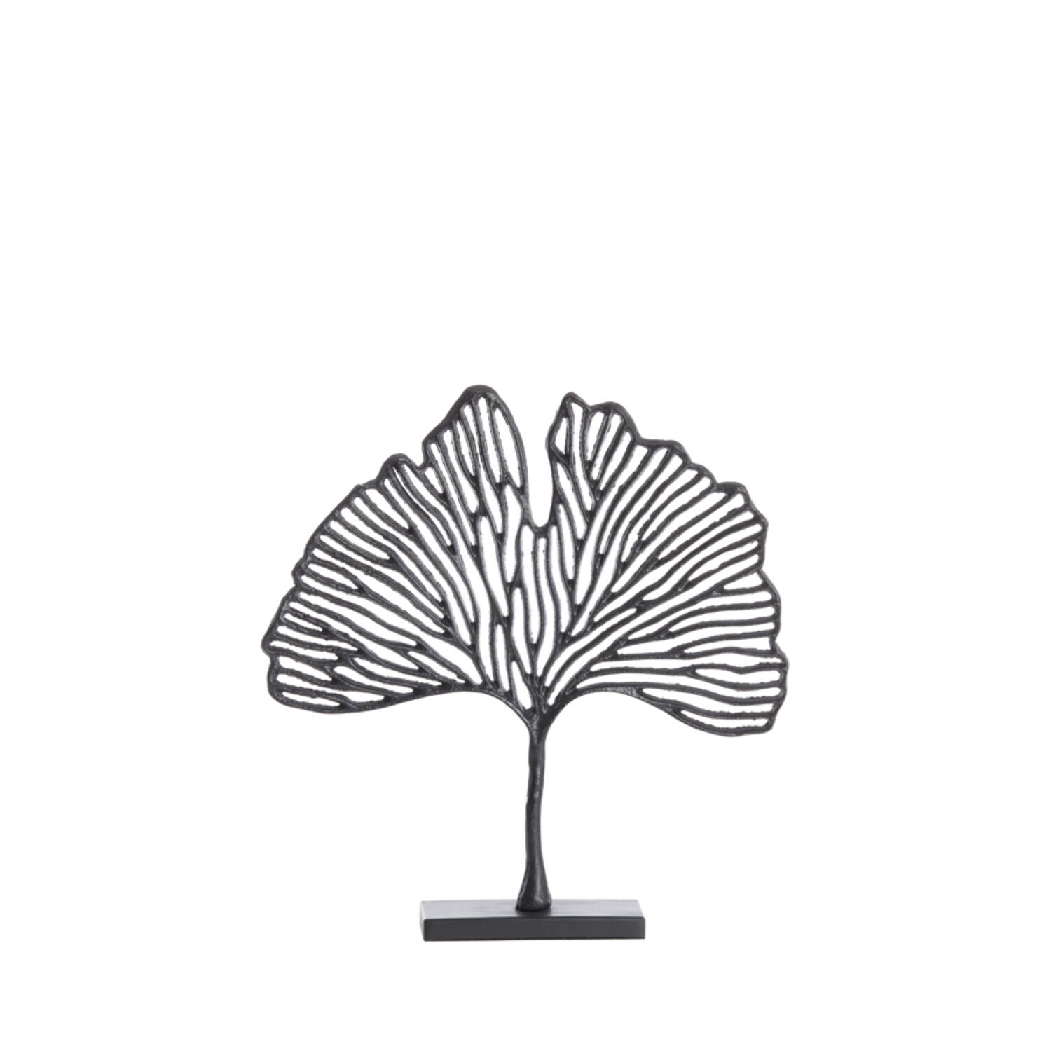 Ornament op voet 36x6x39 cm LEAF mat zwart