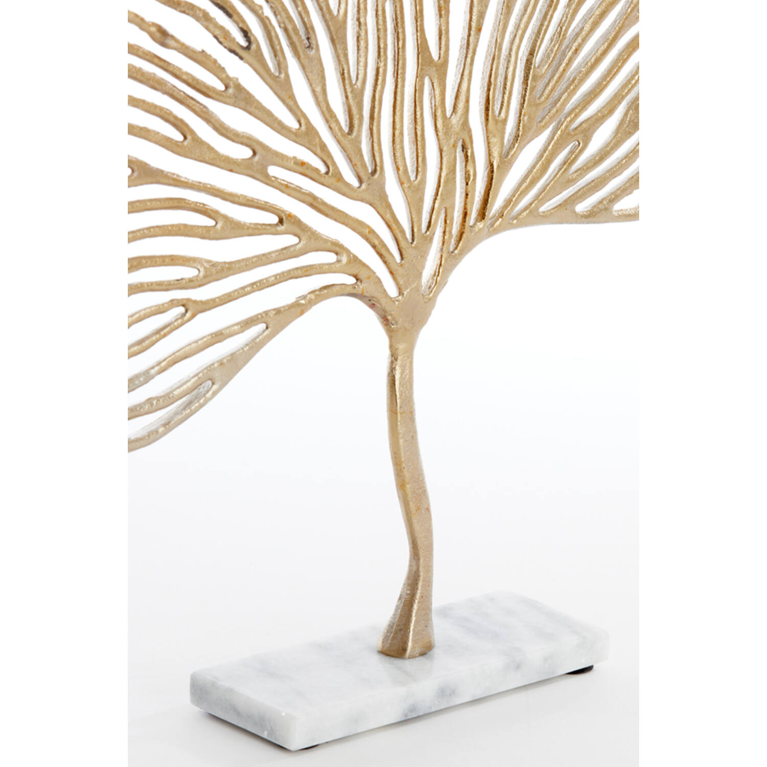 Ornament op voet 36x6x39 cm LEAF goud+marmer wit