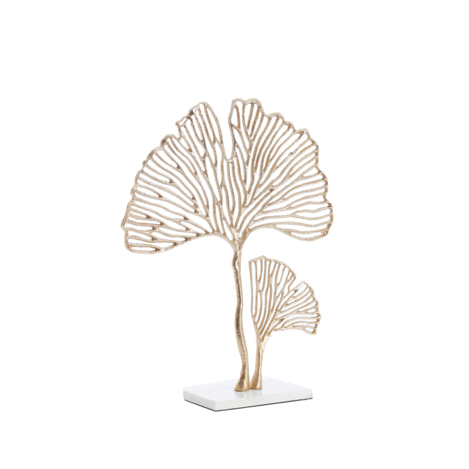 Ornament on base 36x10x48 cm LEAF gold+marble white