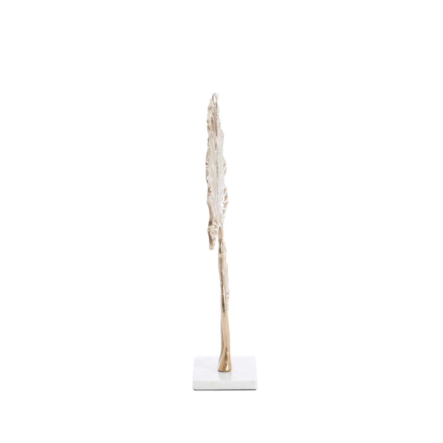Ornament on base 36x10x48 cm LEAF gold+marble white