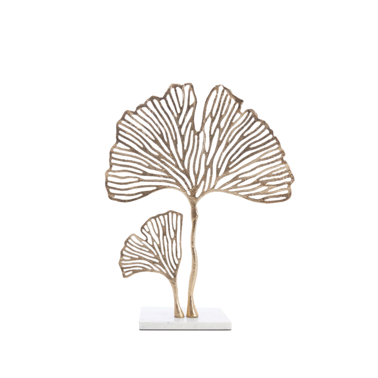 Ornament on base 36x10x48 cm LEAF gold+marble white