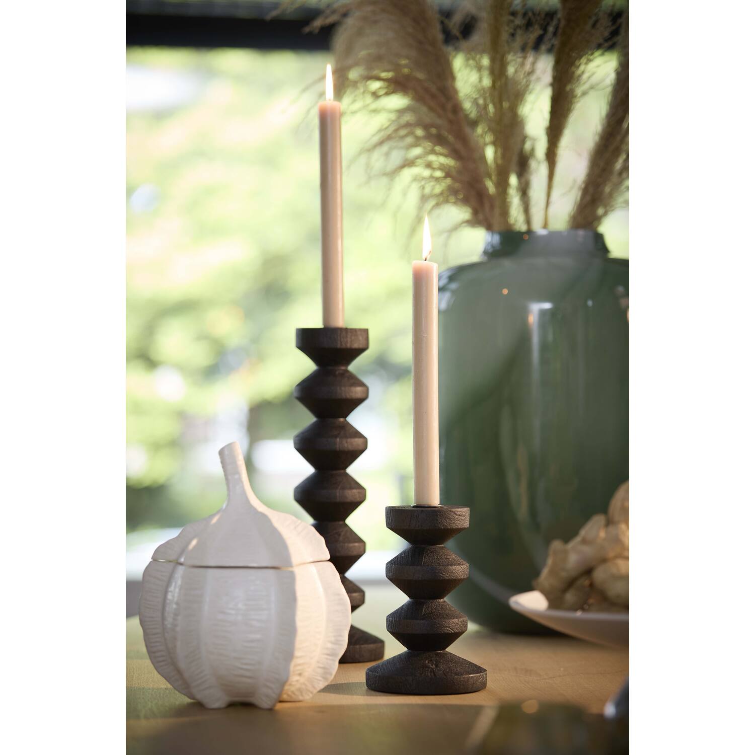 Deco box Ø21x27 cm SABARA glans crème