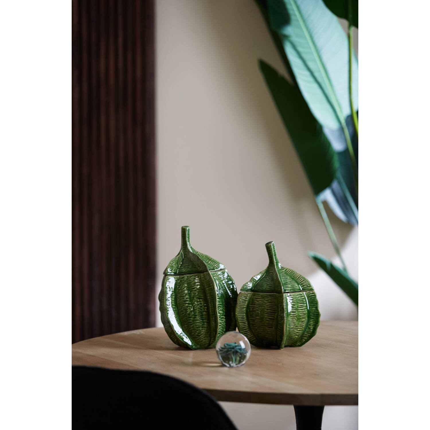 Deco box Ø21x27 cm SABARA glans groen