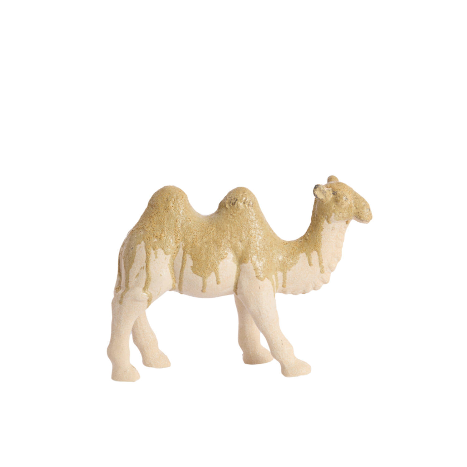 Ornament 31,5x11,5x24 cm CAMEL ceramics cream+olive green