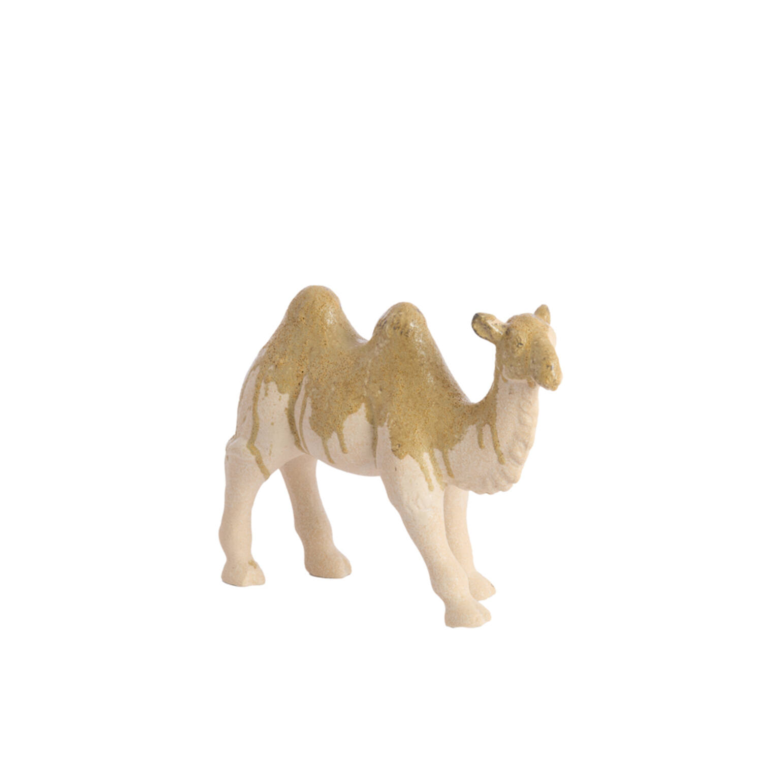 Ornament 31,5x11,5x24 cm CAMEL ceramics cream+olive green