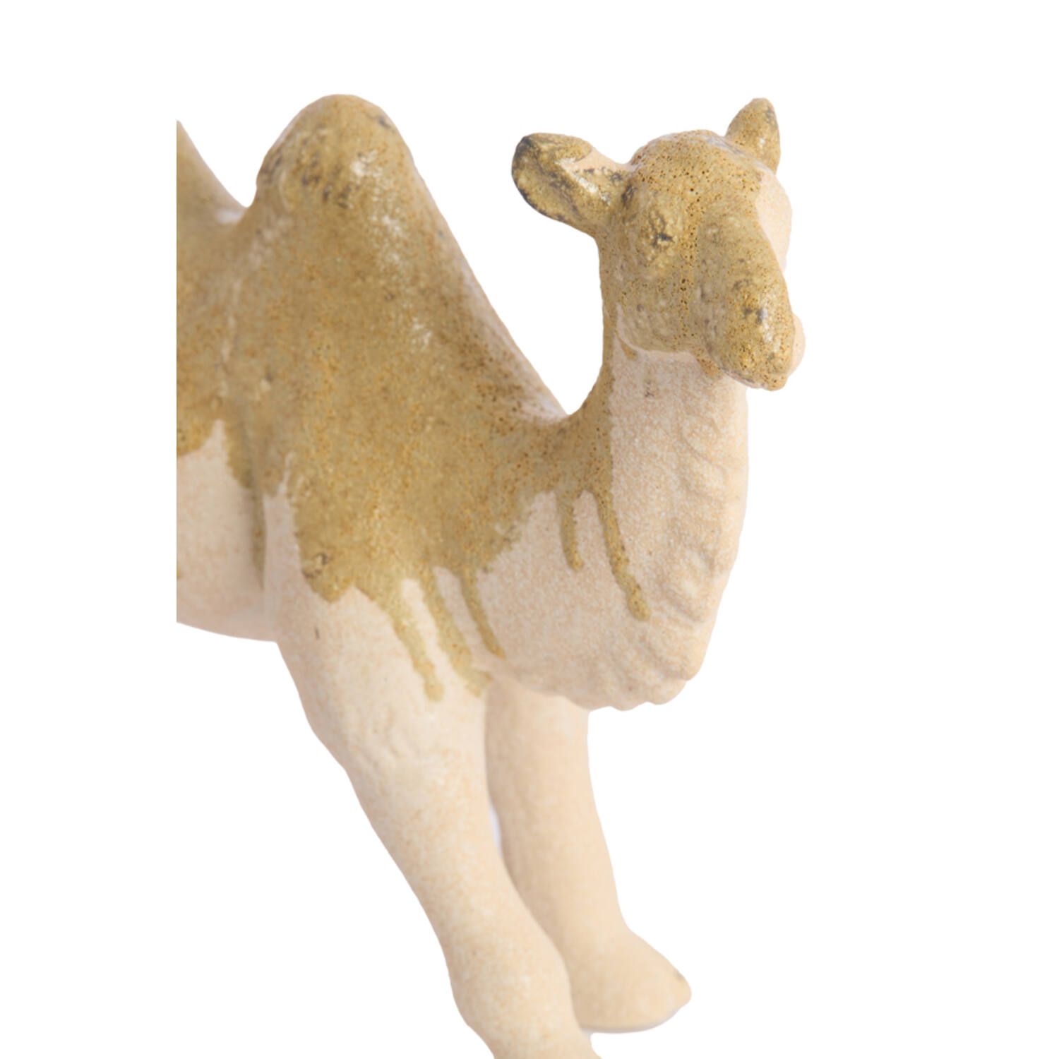Ornament 31,5x11,5x24 cm CAMEL ceramics cream+olive green