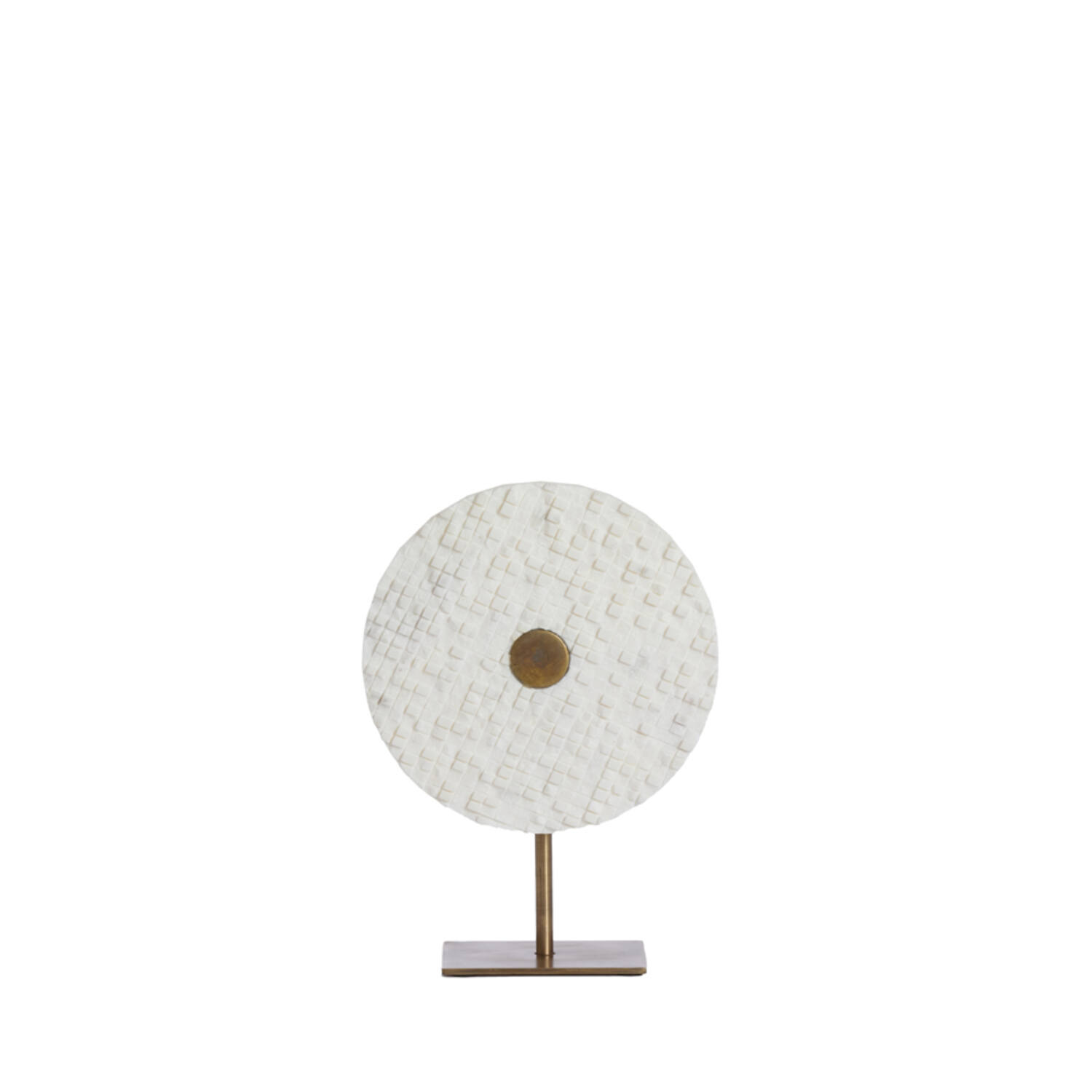 Ornament op voet 25x10x35 cm YVO marmer wit+antiek brons