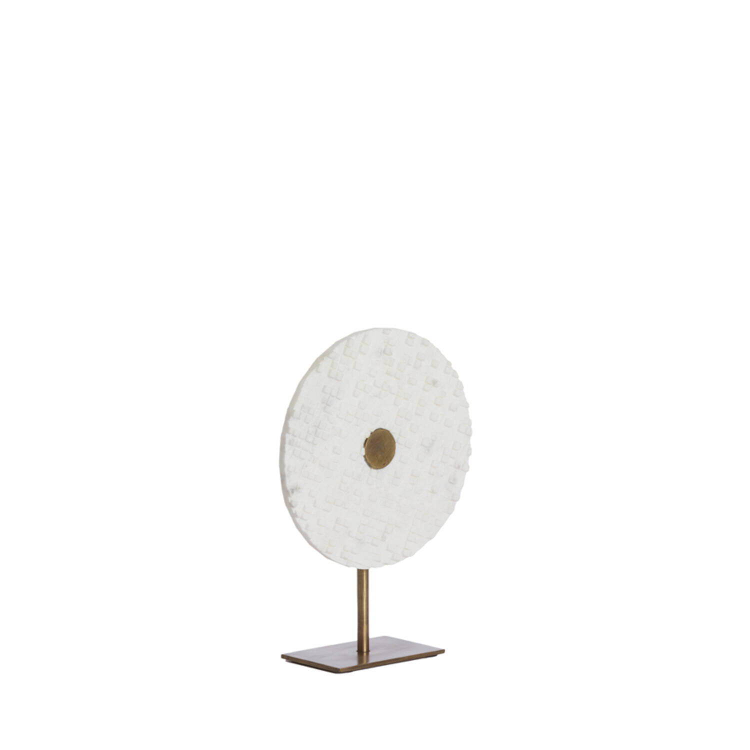 Ornament op voet 25x10x35 cm YVO marmer wit+antiek brons