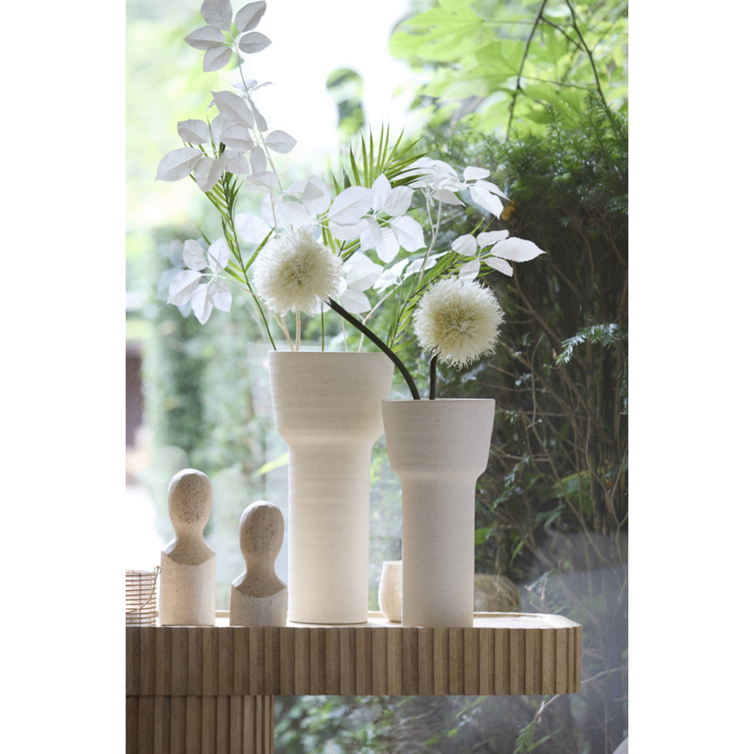 Ornament 9,5x8,5x25,5 cm BATTUDA ceramics matt cream