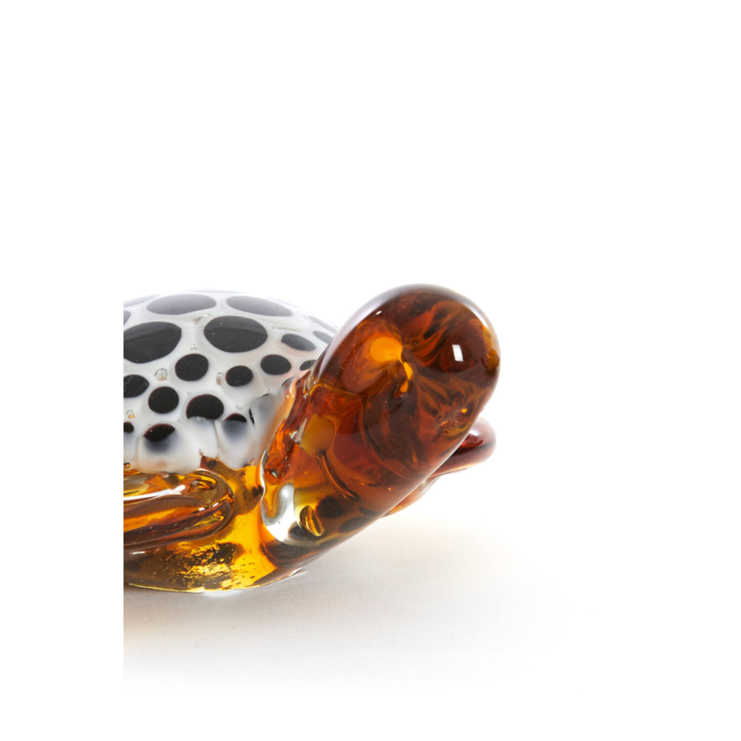 Ornament 15,5x14,5x7 cm TURTLE glas amber+wit-zwart