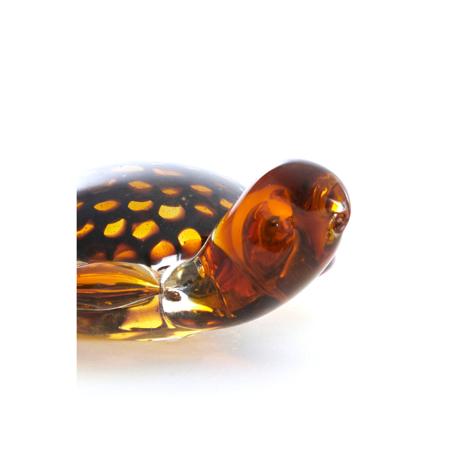 Ornament 15,5x14,5x7 cm TURTLE glas amber+amber-zwart