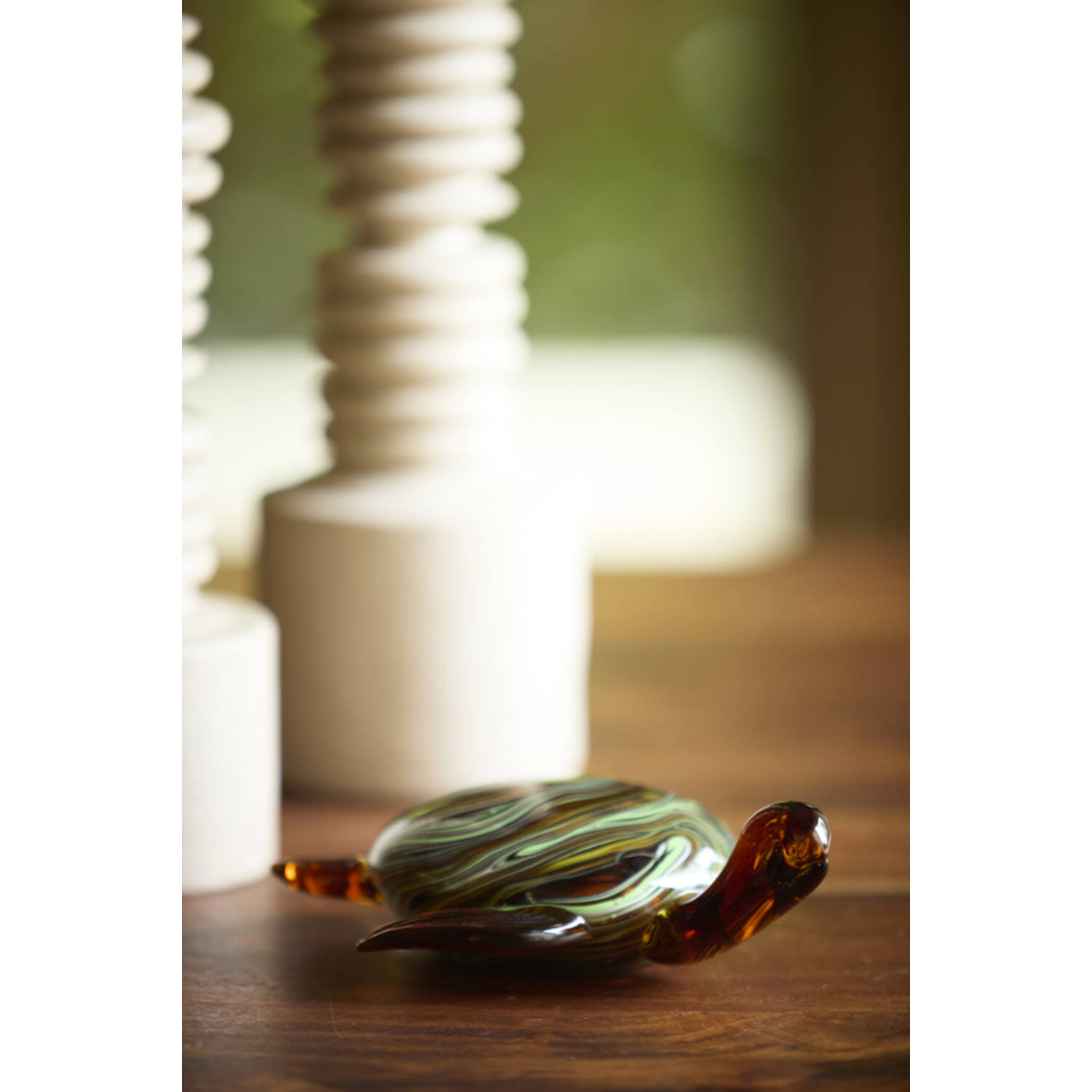 Ornament 19x16x7 cm TURTLE glass amber+green
