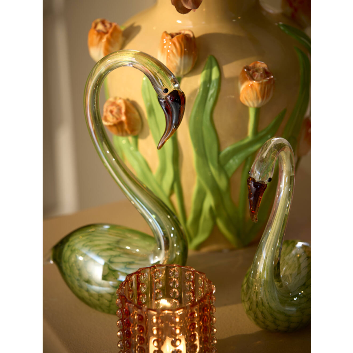 Ornament 17x9,5x29 cm SWAN glas groen