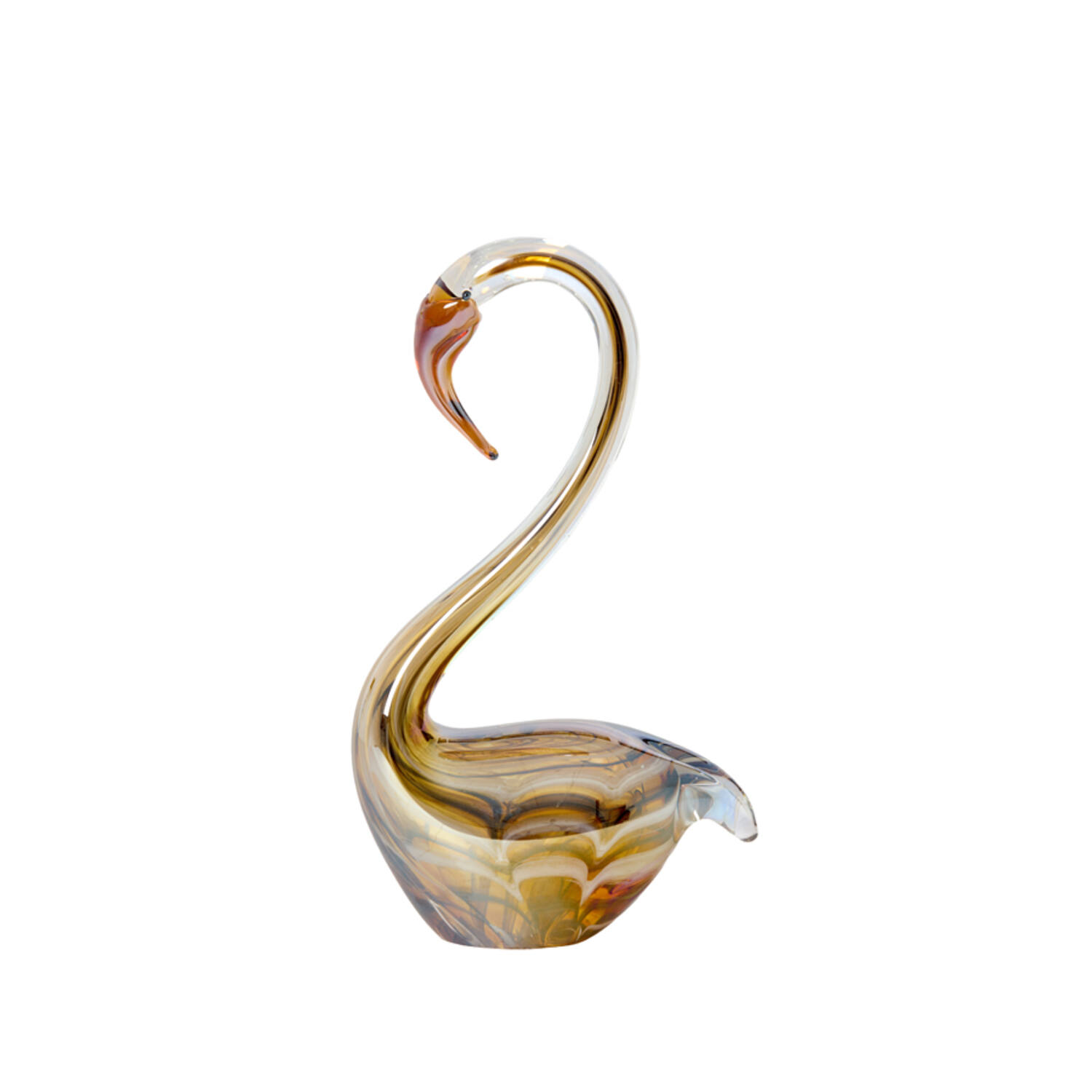 Ornament 17x9,5x29 cm SWAN glass brown+cream