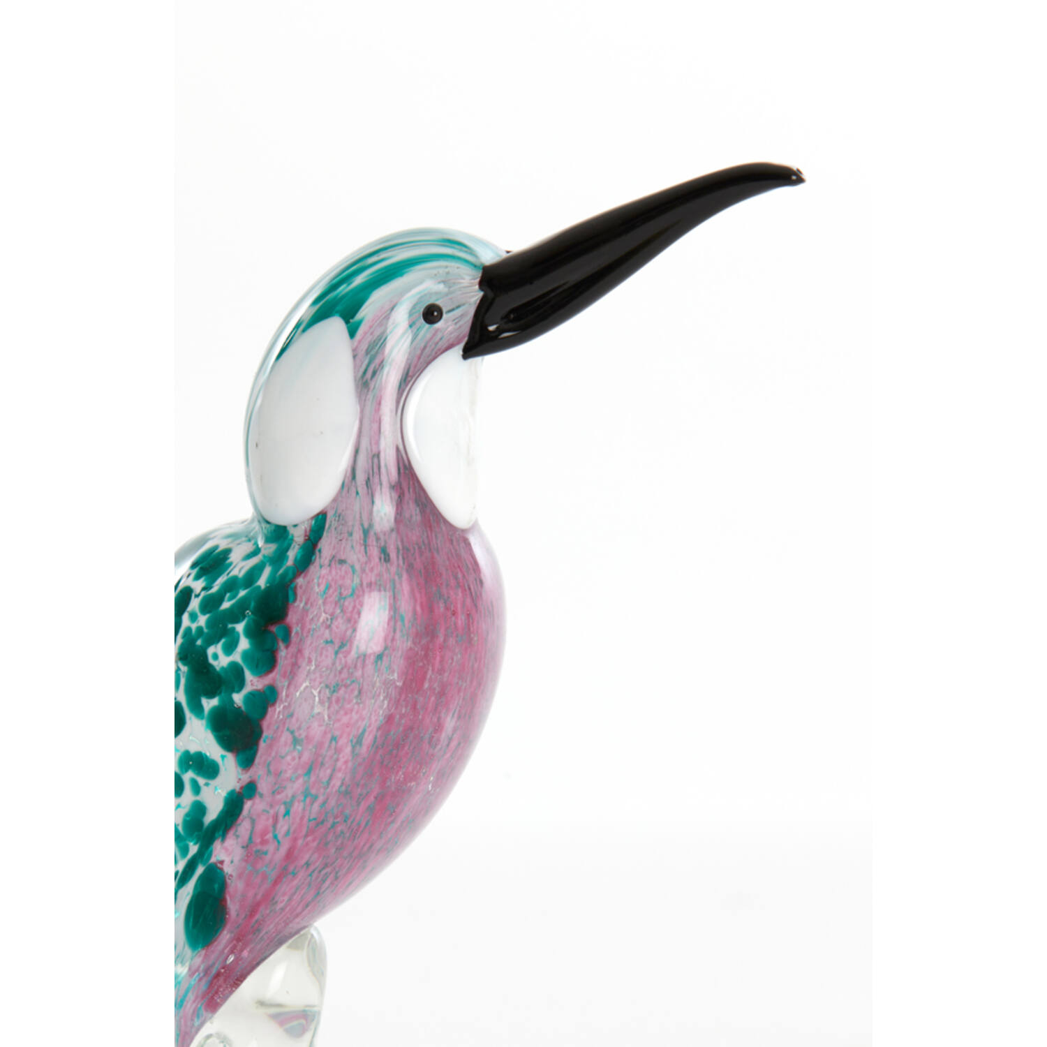 Ornament 14,5x8x19 cm BIRD glass emerald green+pink