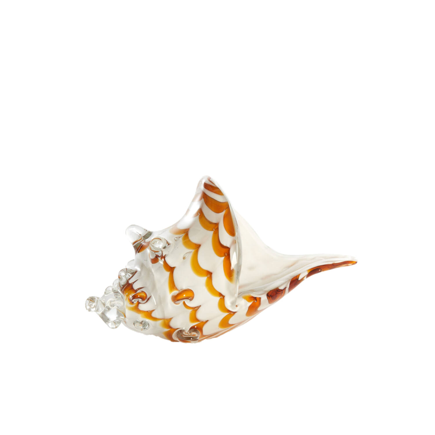 Ornament 28x12x16 cm SHELL glass white+caramel