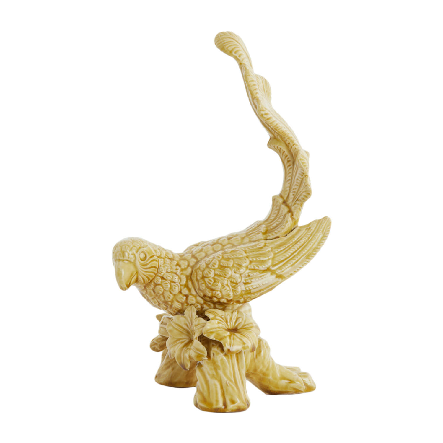 Ornament 21,5x17x35 cm BIRD ceramics ocher yellow