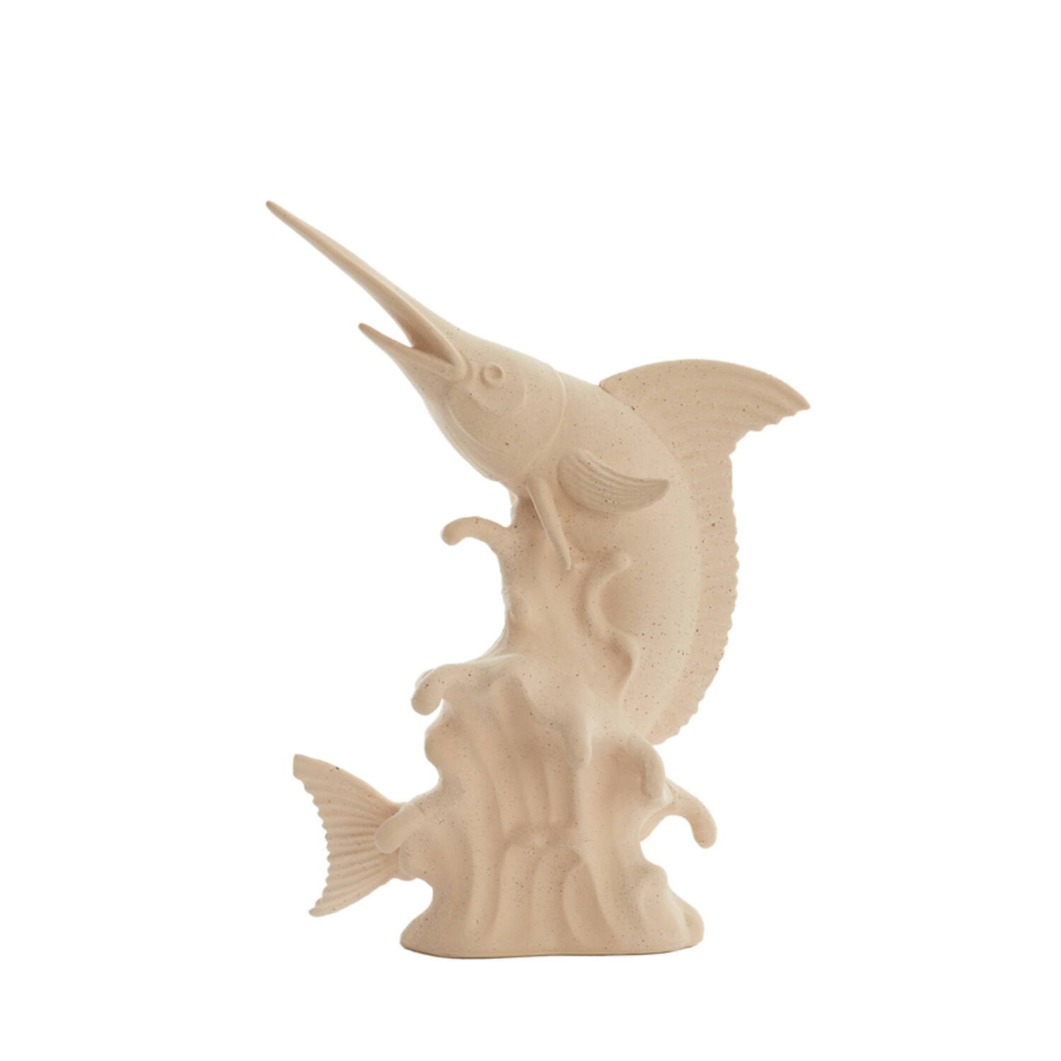 Ornament 33x16,5x43,5 cm SWORDFISH ceramics matt cream