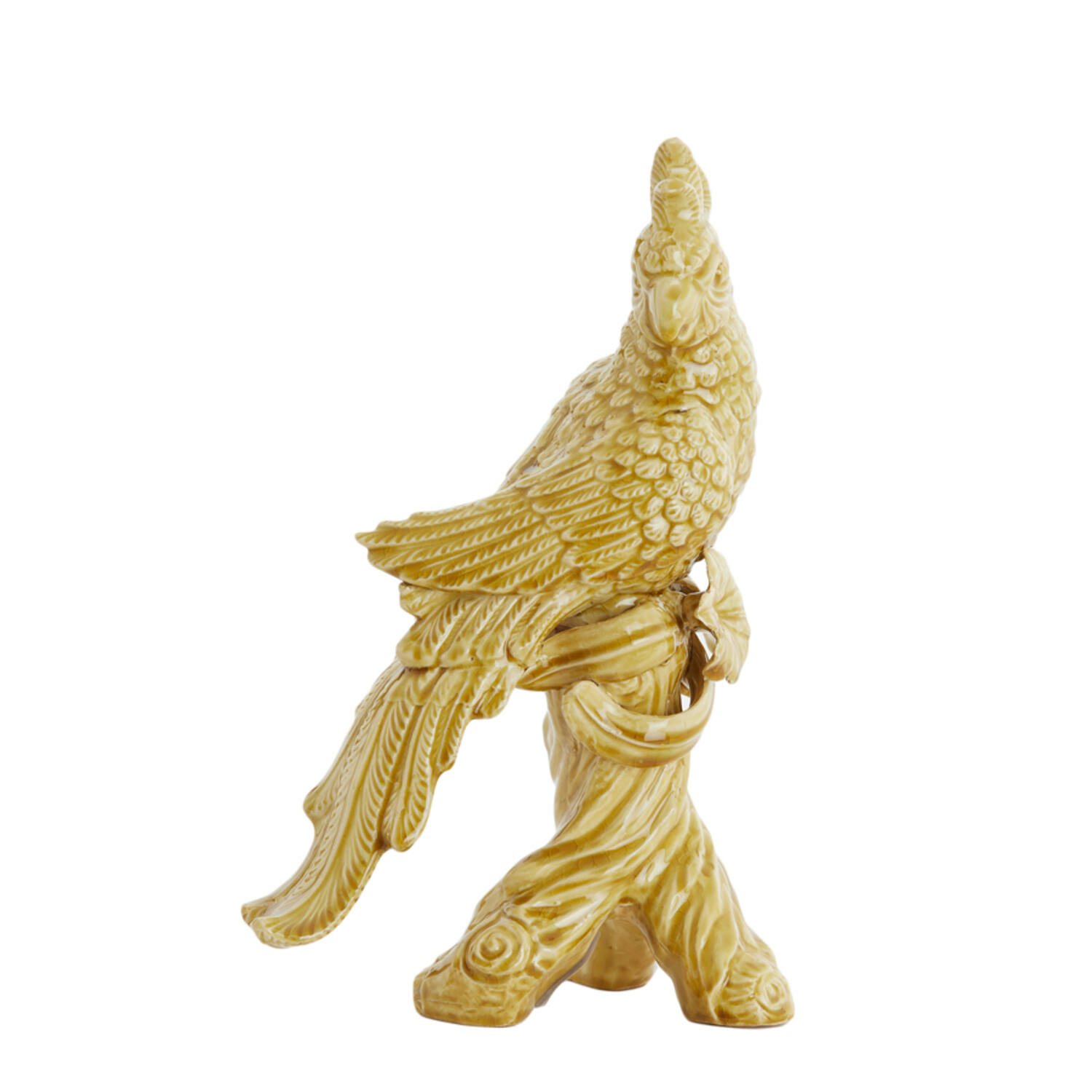 Ornament 22,5x14x39 cm BIRD ceramics ocher yellow