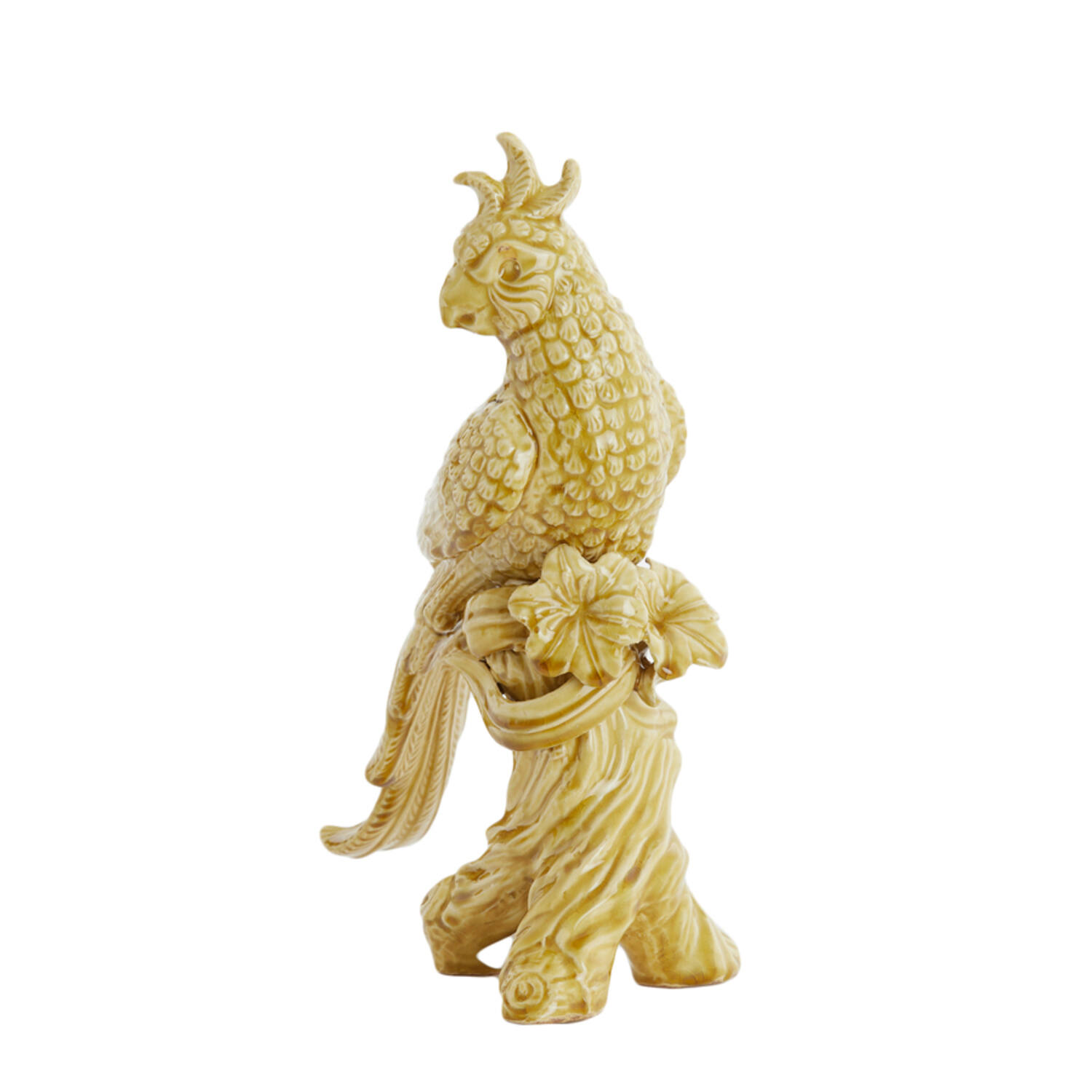 Ornament 22,5x14x39 cm BIRD ceramics ocher yellow