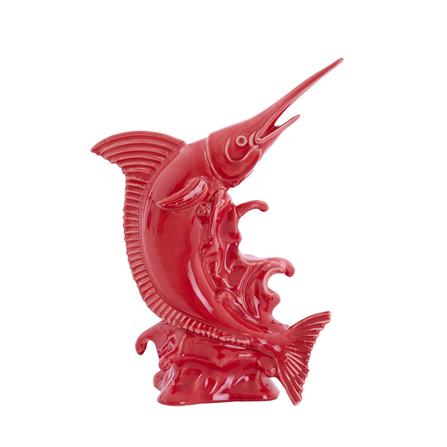 Ornament 33x16,5x43,5 cm SWORDFISH keramiek rood