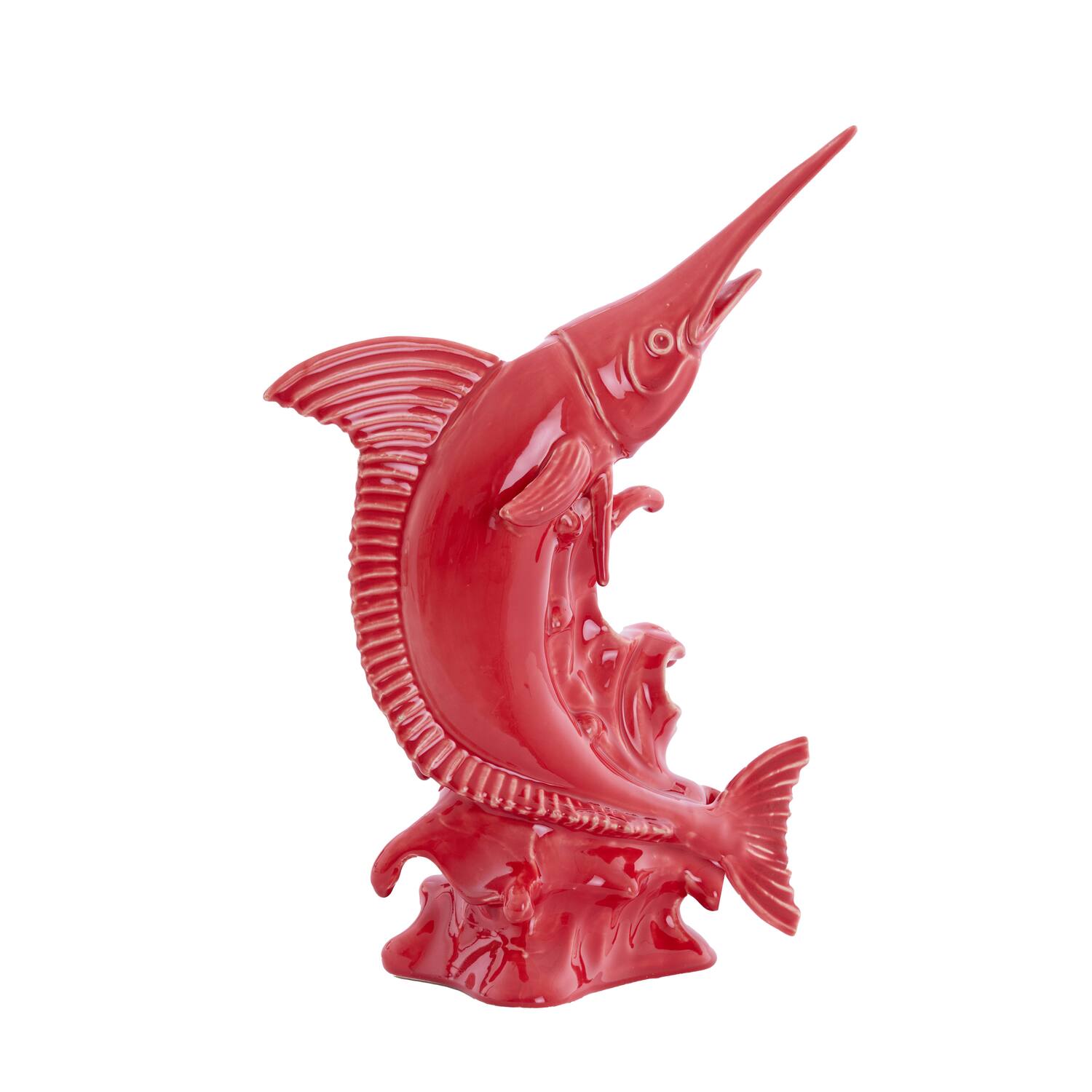Ornament 33x16,5x43,5 cm SWORDFISH keramiek rood