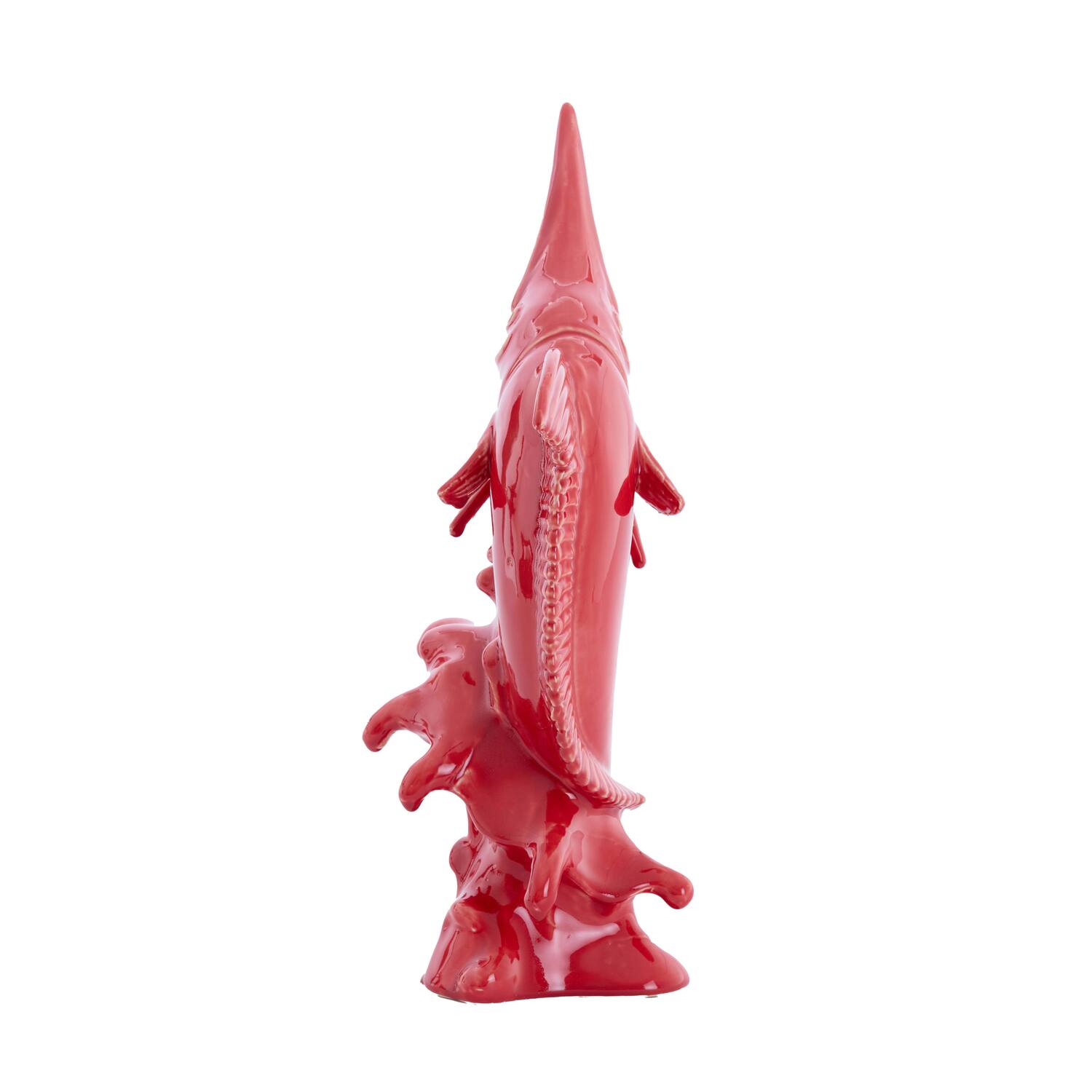Ornament 33x16,5x43,5 cm SWORDFISH keramiek rood