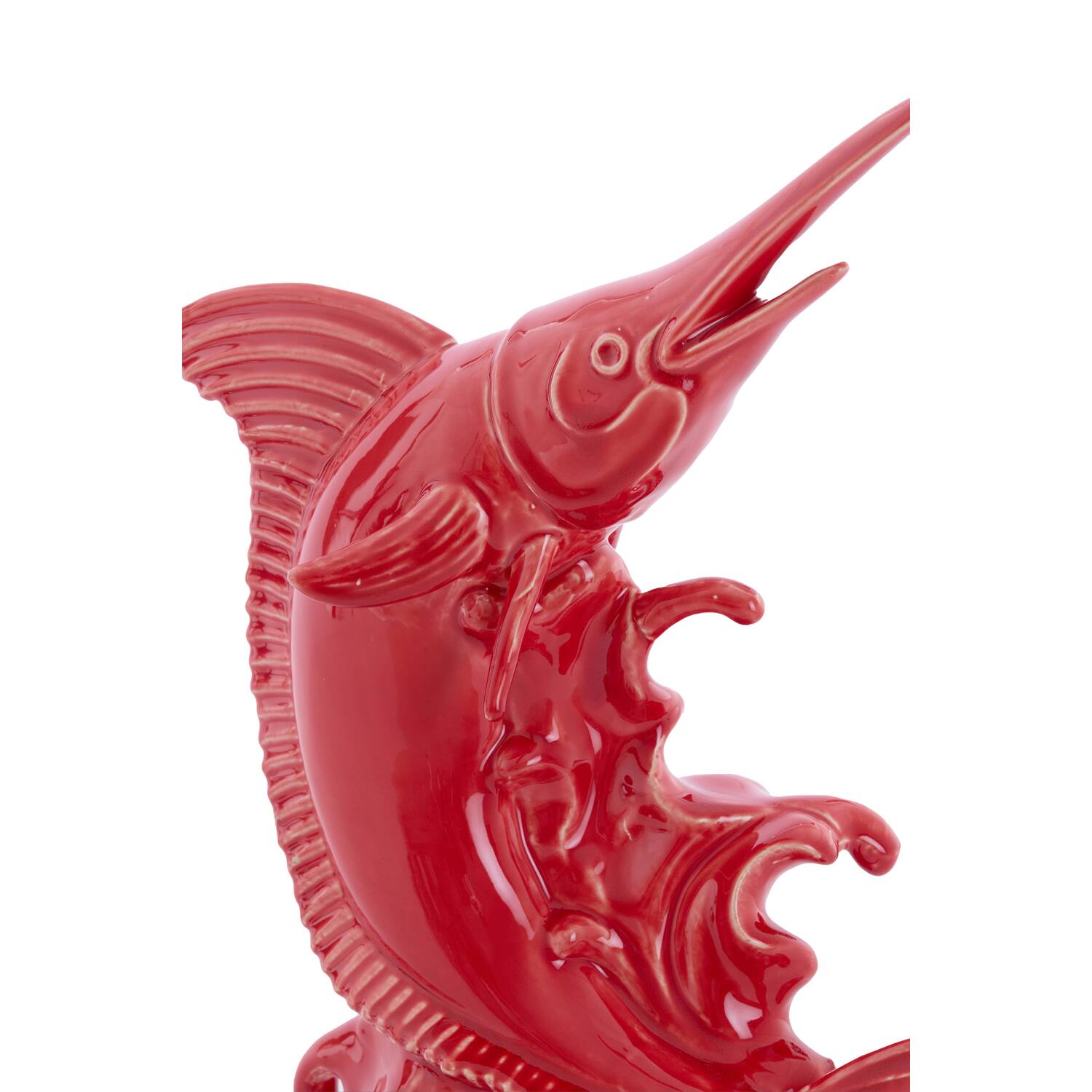 Ornament 33x16,5x43,5 cm SWORDFISH keramiek rood