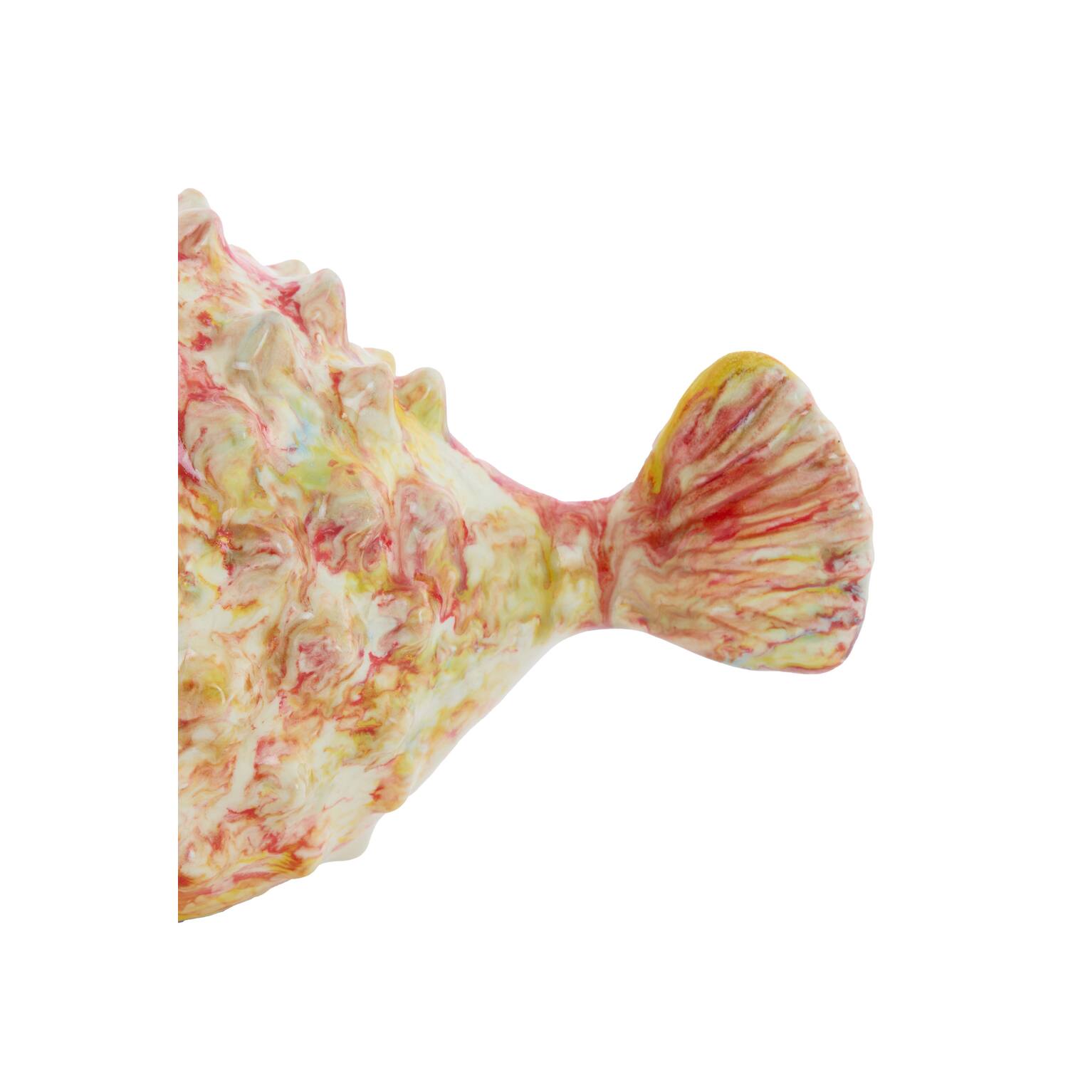 Ornament 20x11,5x11,5 cm FISH ceramics cream+red+yellow