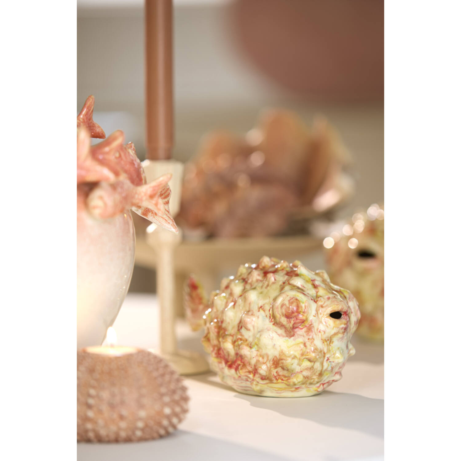 Ornament 20x11,5x11,5 cm FISH ceramics cream+red+yellow