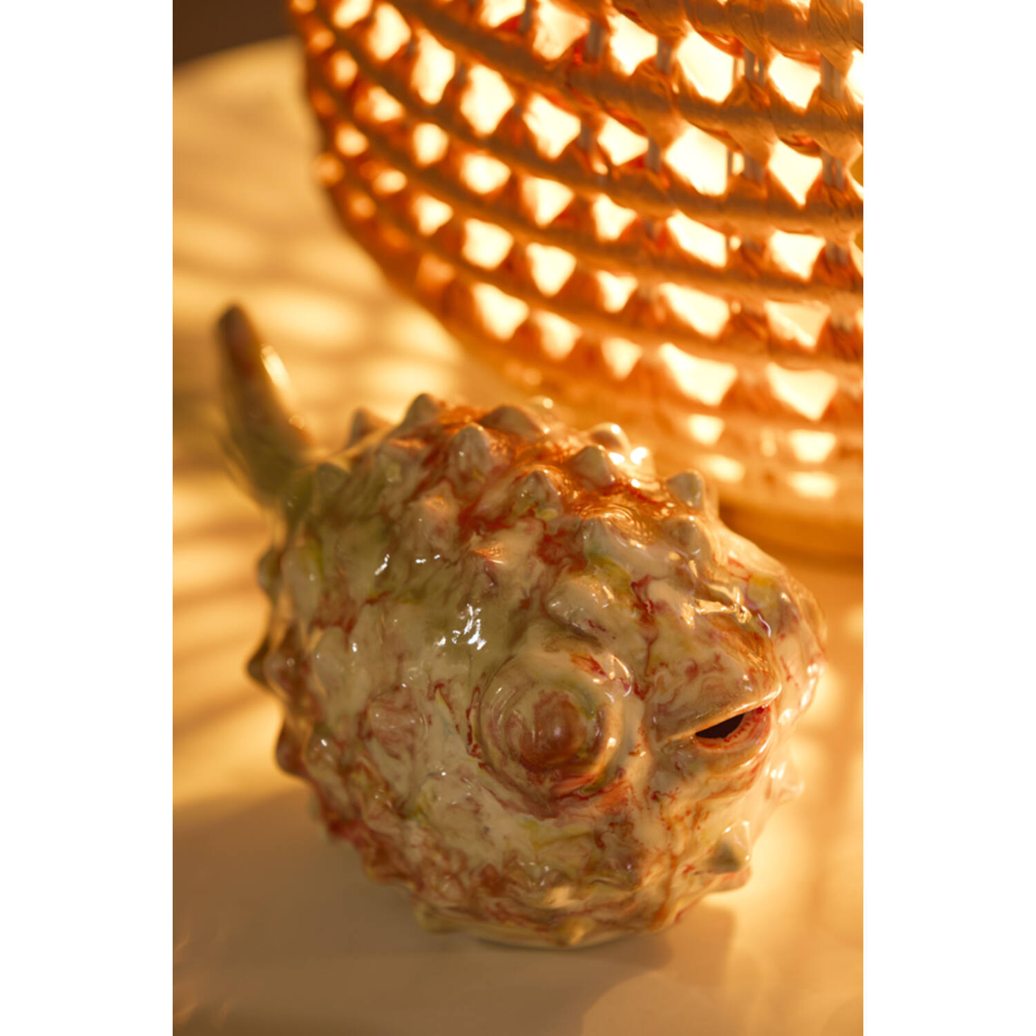 Ornament 20x11,5x11,5 cm FISH ceramics cream+red+yellow