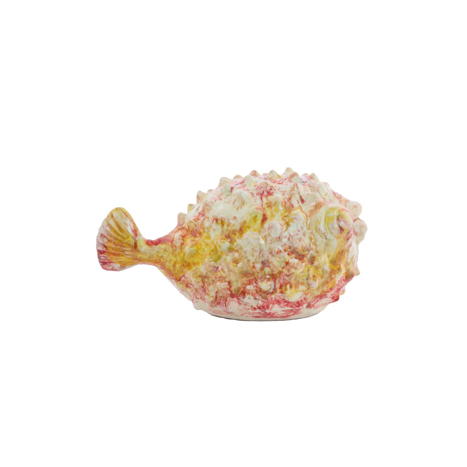 Ornament 25,5x14,5x14 cm FISH ceramics cream+red+yellow