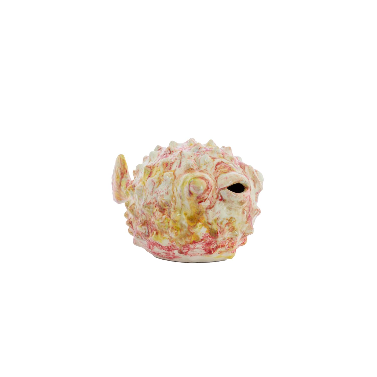 Ornament 25,5x14,5x14 cm FISH ceramics cream+red+yellow