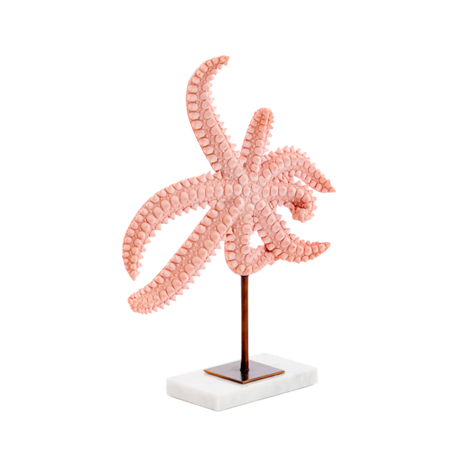 Ornament on base 28x8x36 cm STARFISH light pink+marble white