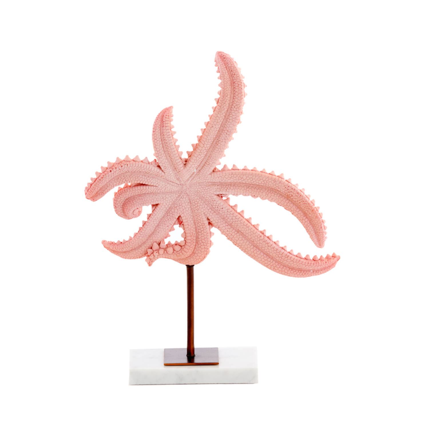 Ornament on base 28x8x36 cm STARFISH light pink+marble white