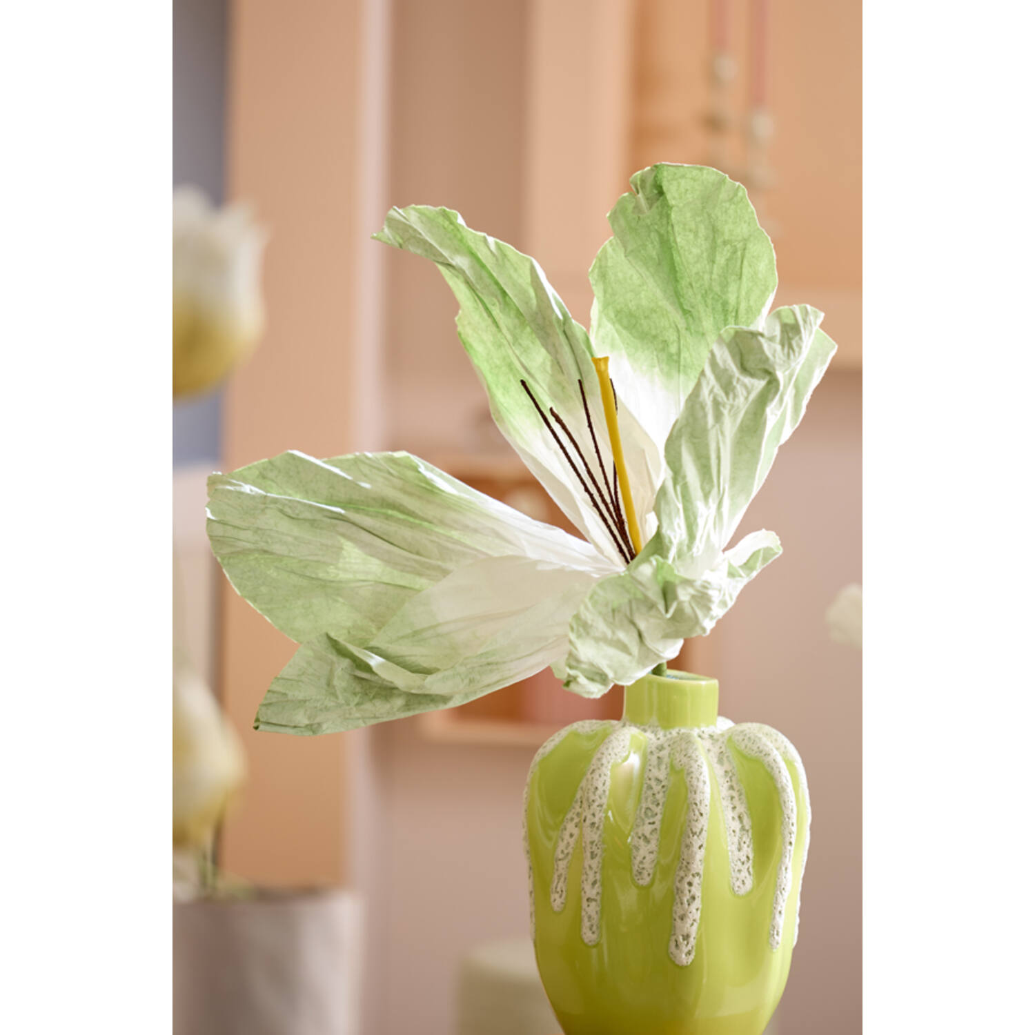 Artificial flower 32x32x120 cm LOEK paper green+light green