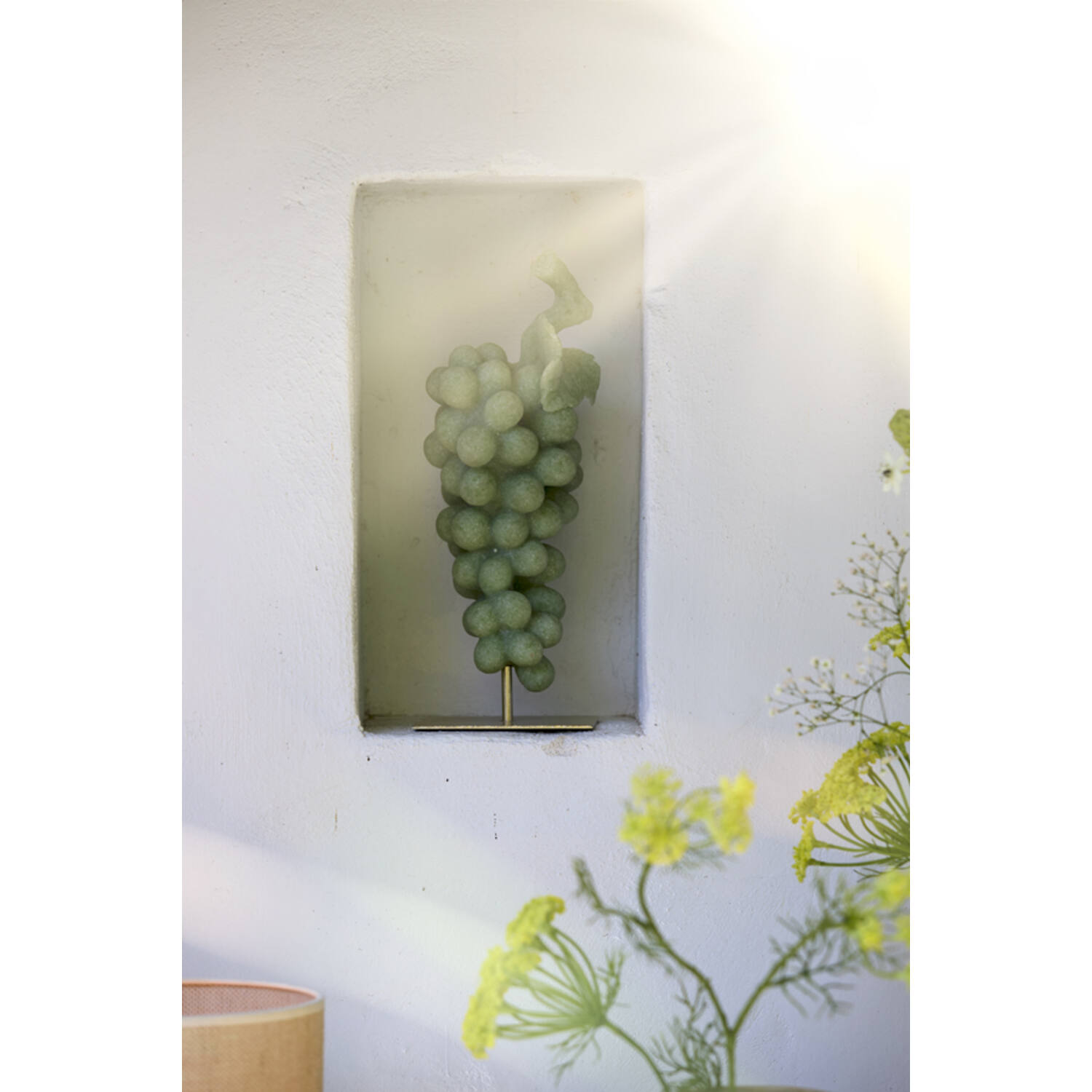 Ornament on base 15x13x35 cm GRAPE green+antique bronze