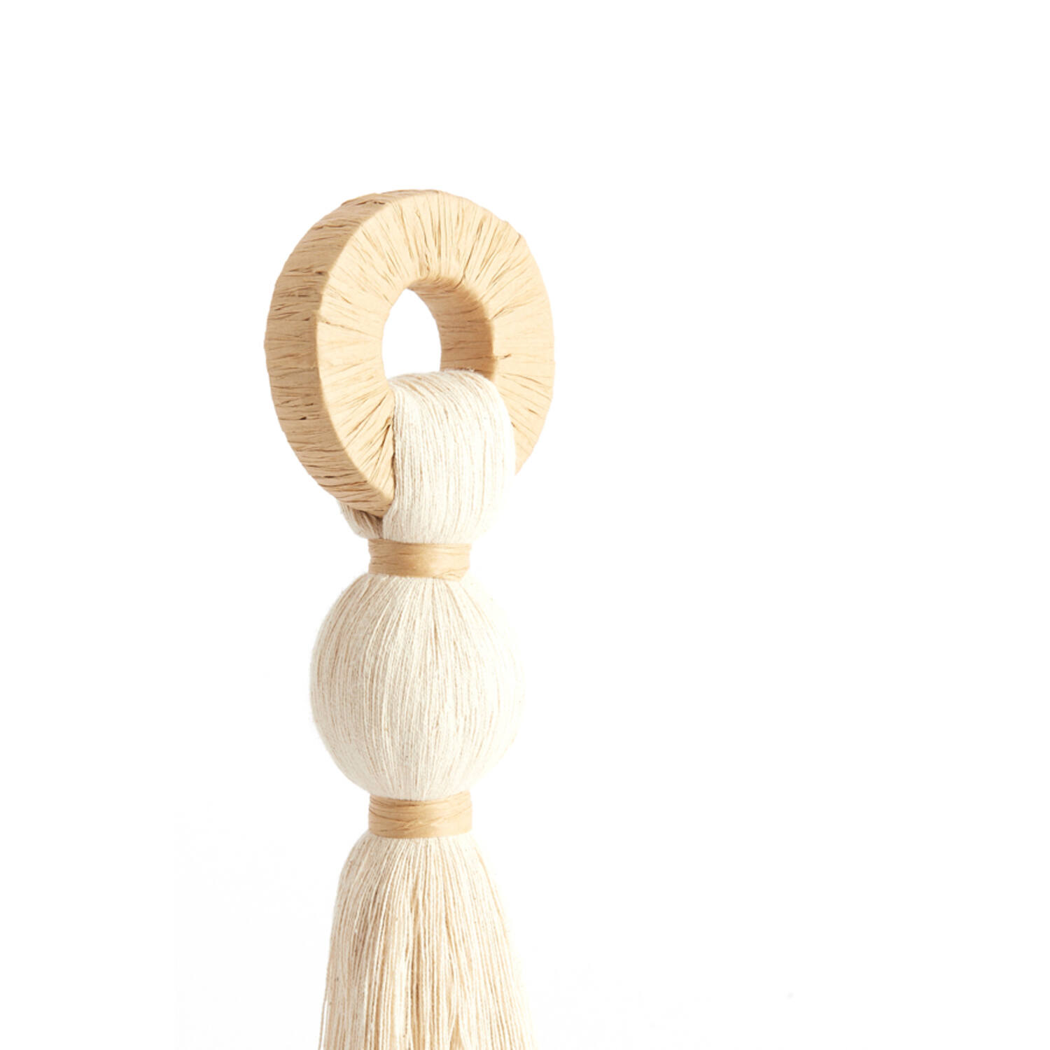 Ornament Ø9x33 cm YAVIZA cream+raffia natural