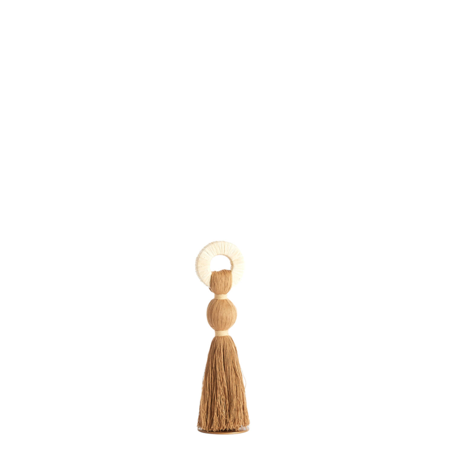 Ornament Ø9x33 cm YAVIZA ocher yellow+raffia cream