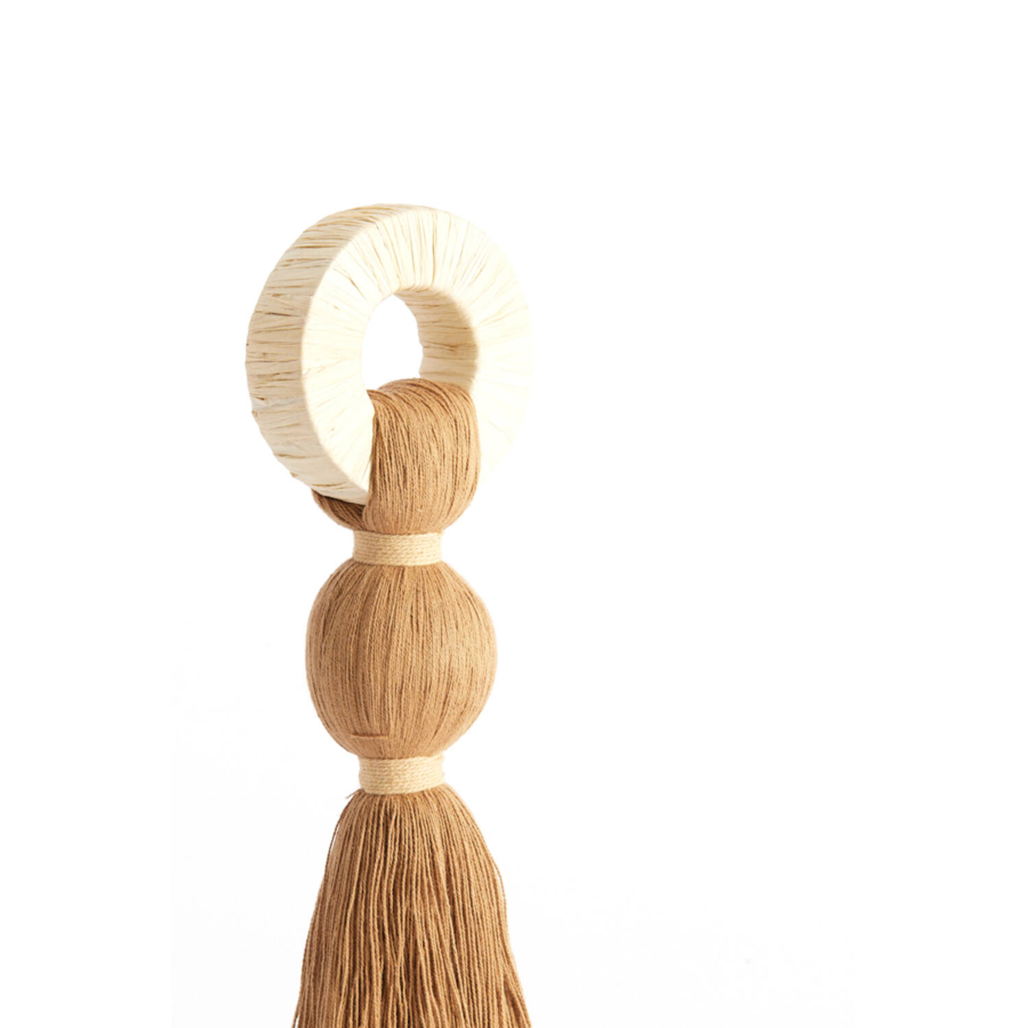 Ornament Ø9x33 cm YAVIZA ocher yellow+raffia cream