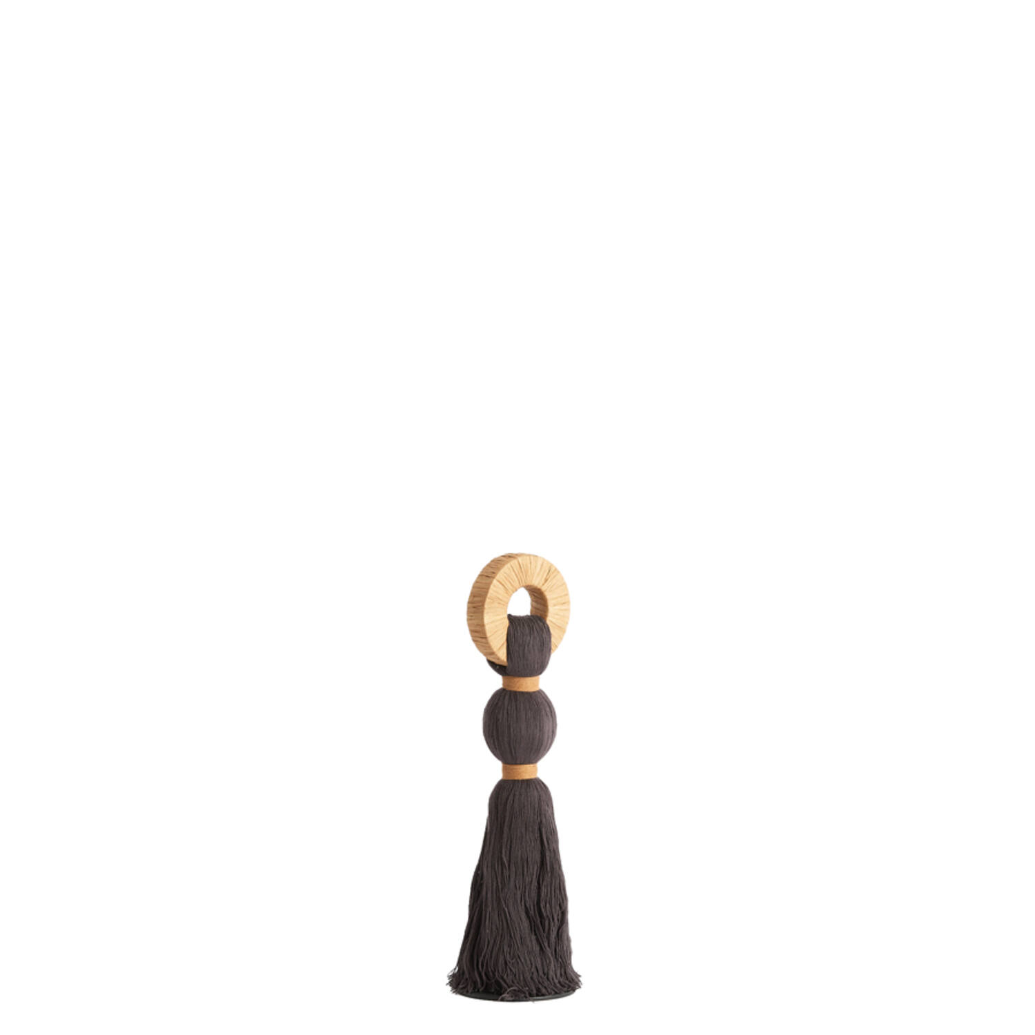 Ornament Ø9x33 cm YAVIZA dark brown+raffia sand