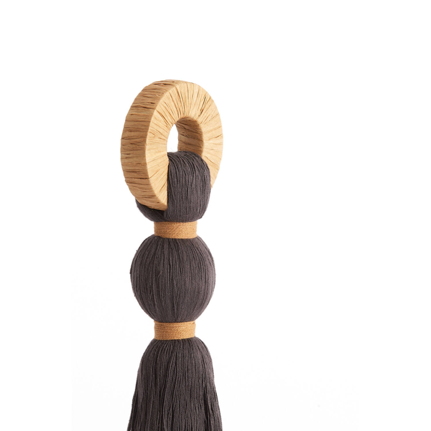 Ornament Ø9x33 cm YAVIZA dark brown+raffia sand