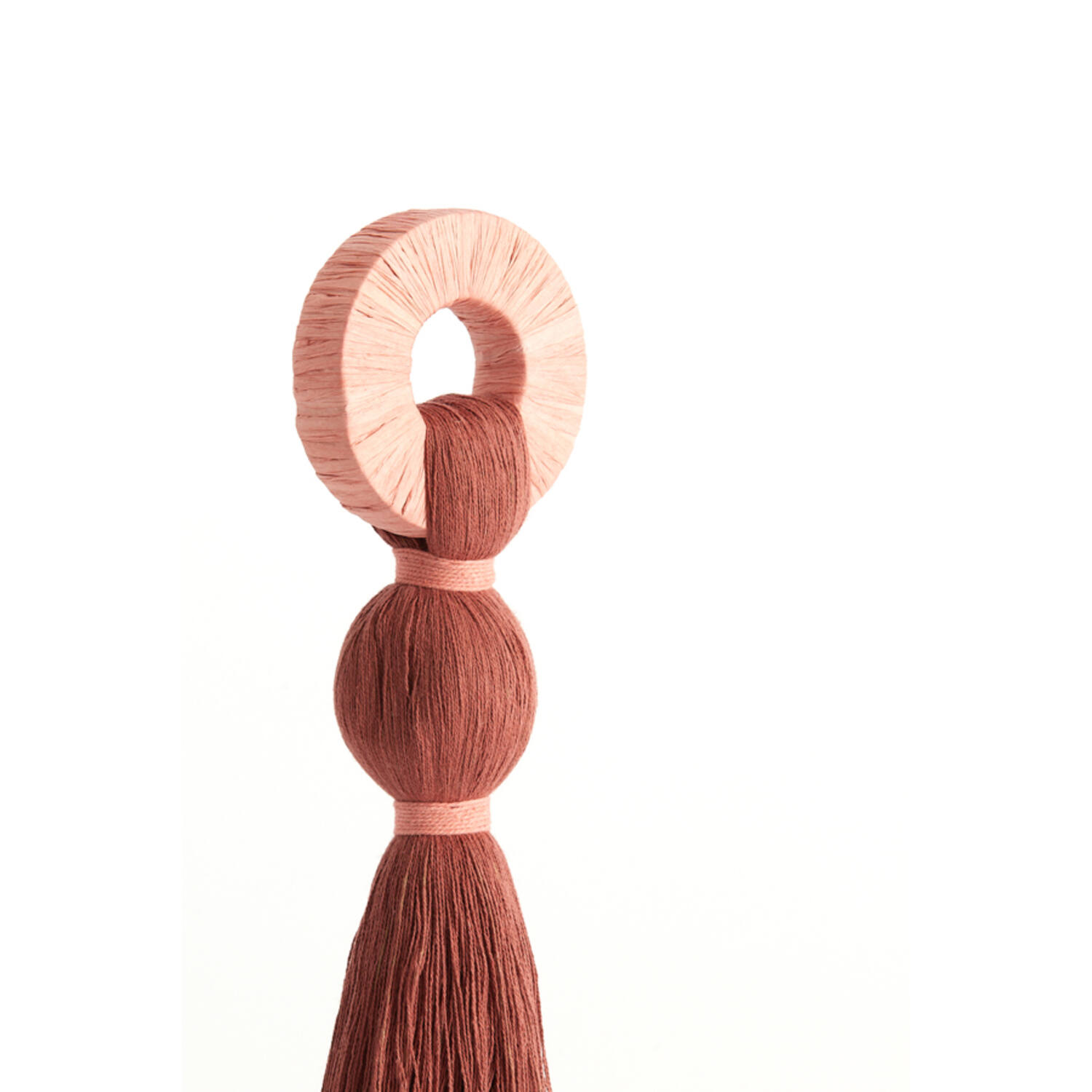 Ornament Ø9x33 cm YAVIZA terra+raffia light pink